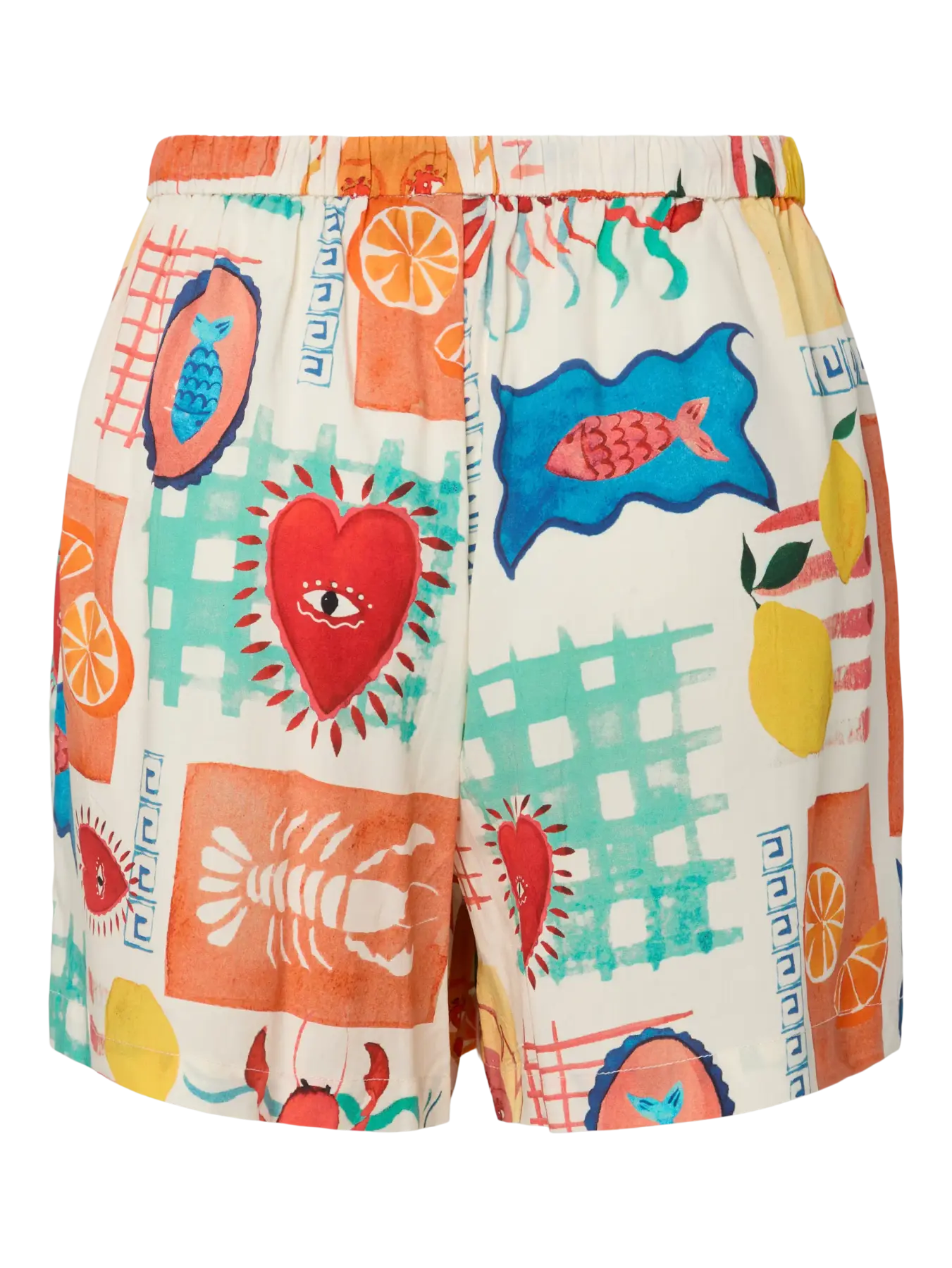 PCKlarisa Shorts- Eggnog/Heart Print