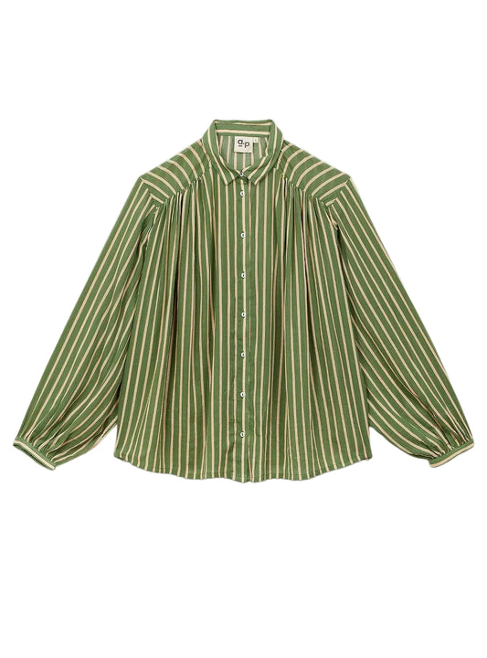 Green striped shirt on a white background