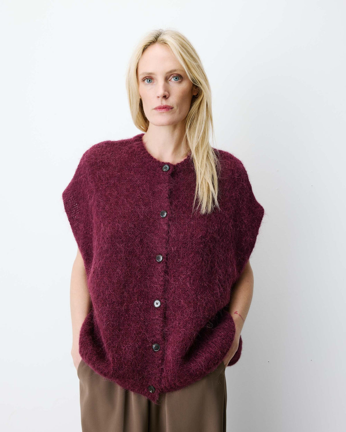 Addison Sleeveless Cardigan - Aubergine