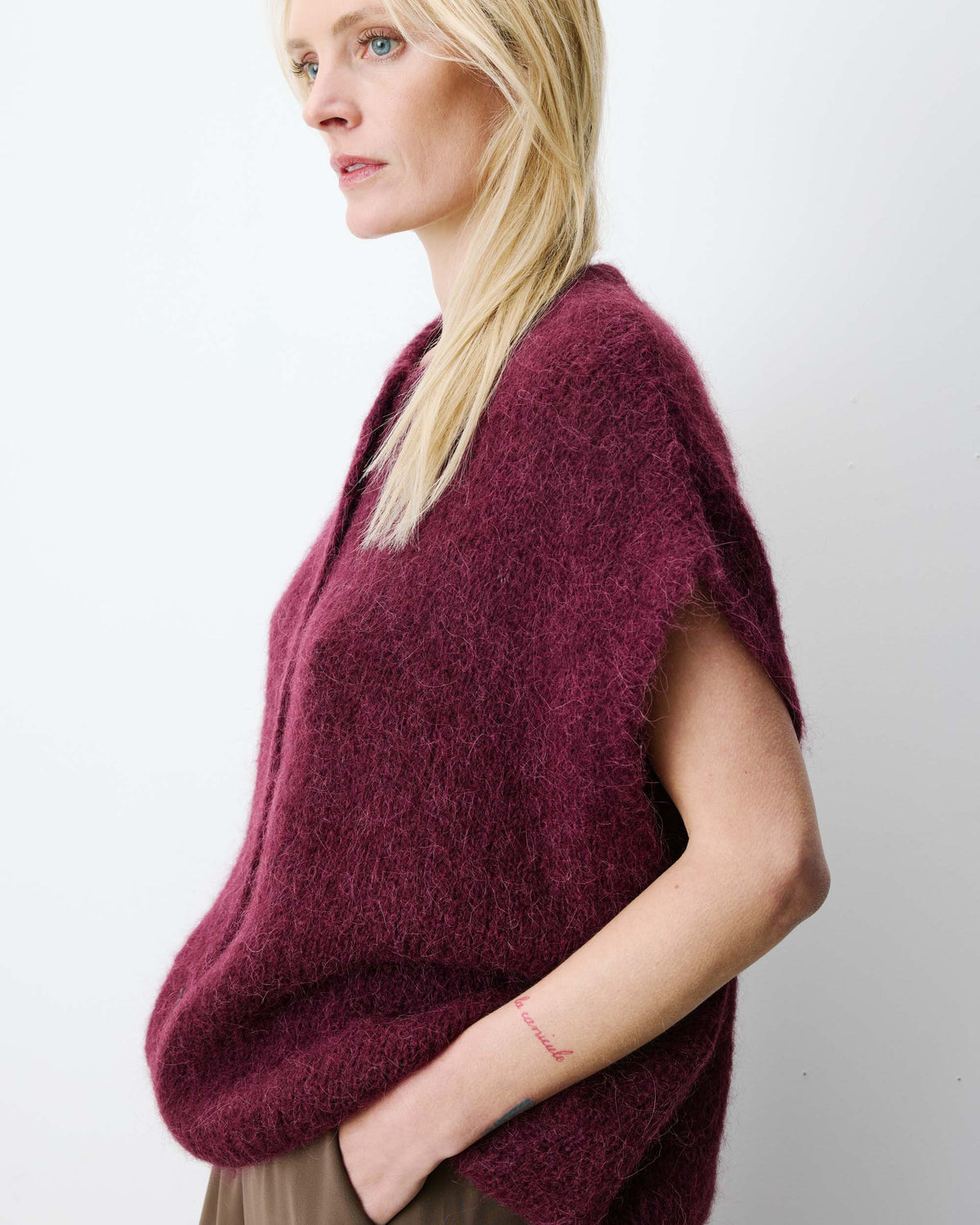 Addison Sleeveless Cardigan - Aubergine