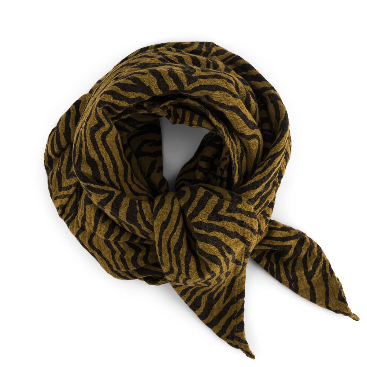 Zebra patterned scarf on a white background