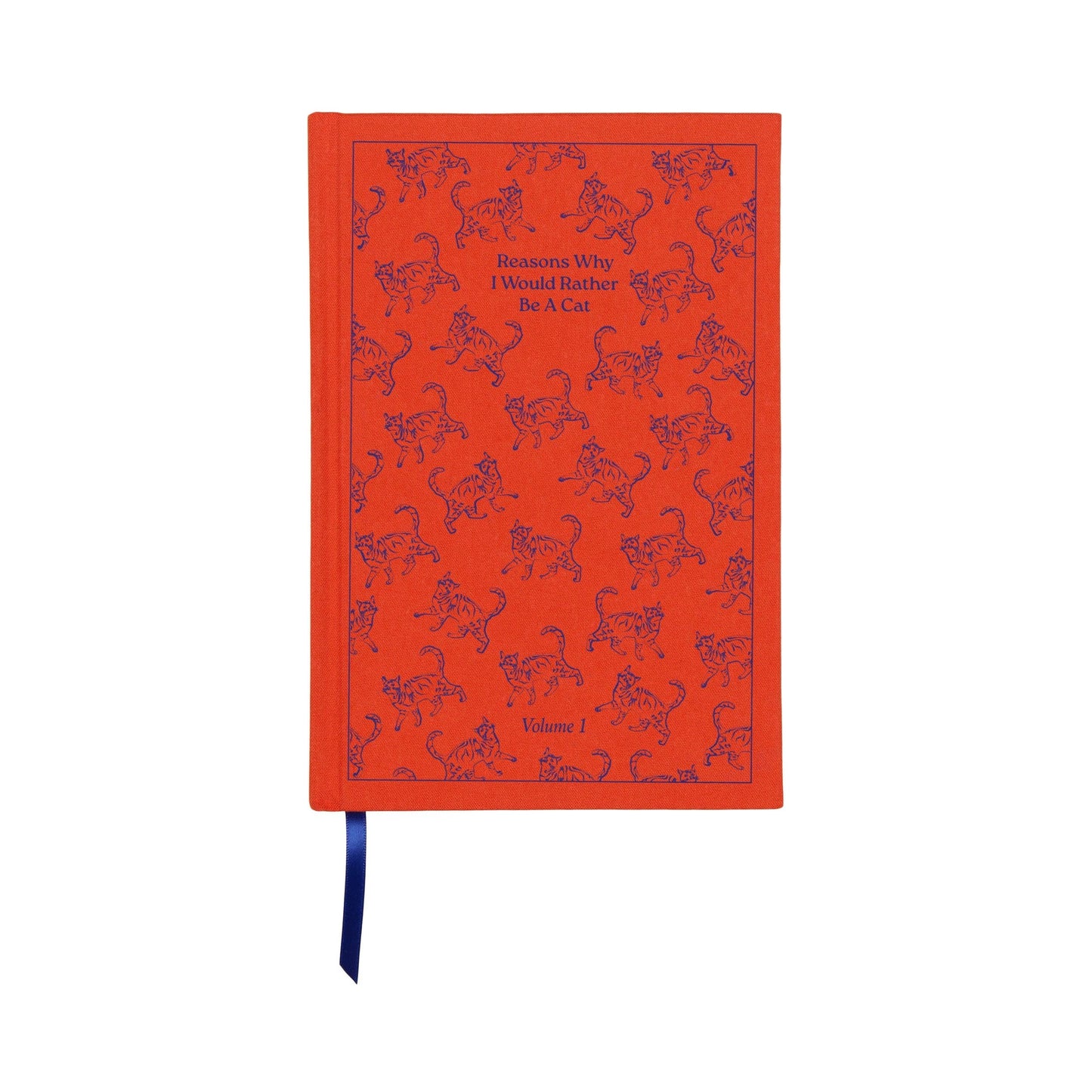 Red notebook with cat illustrations on a white background