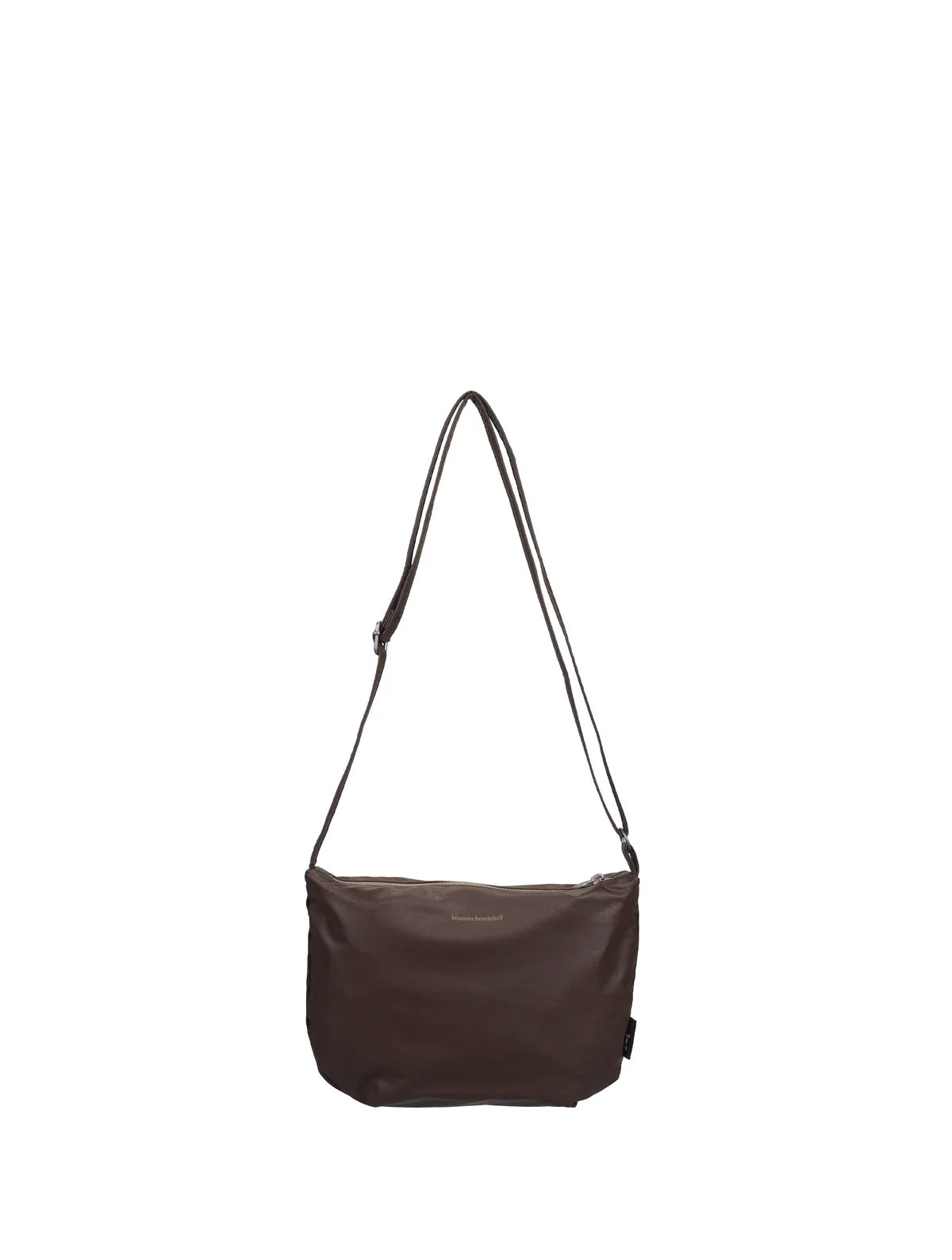 brown cross body bag on white background