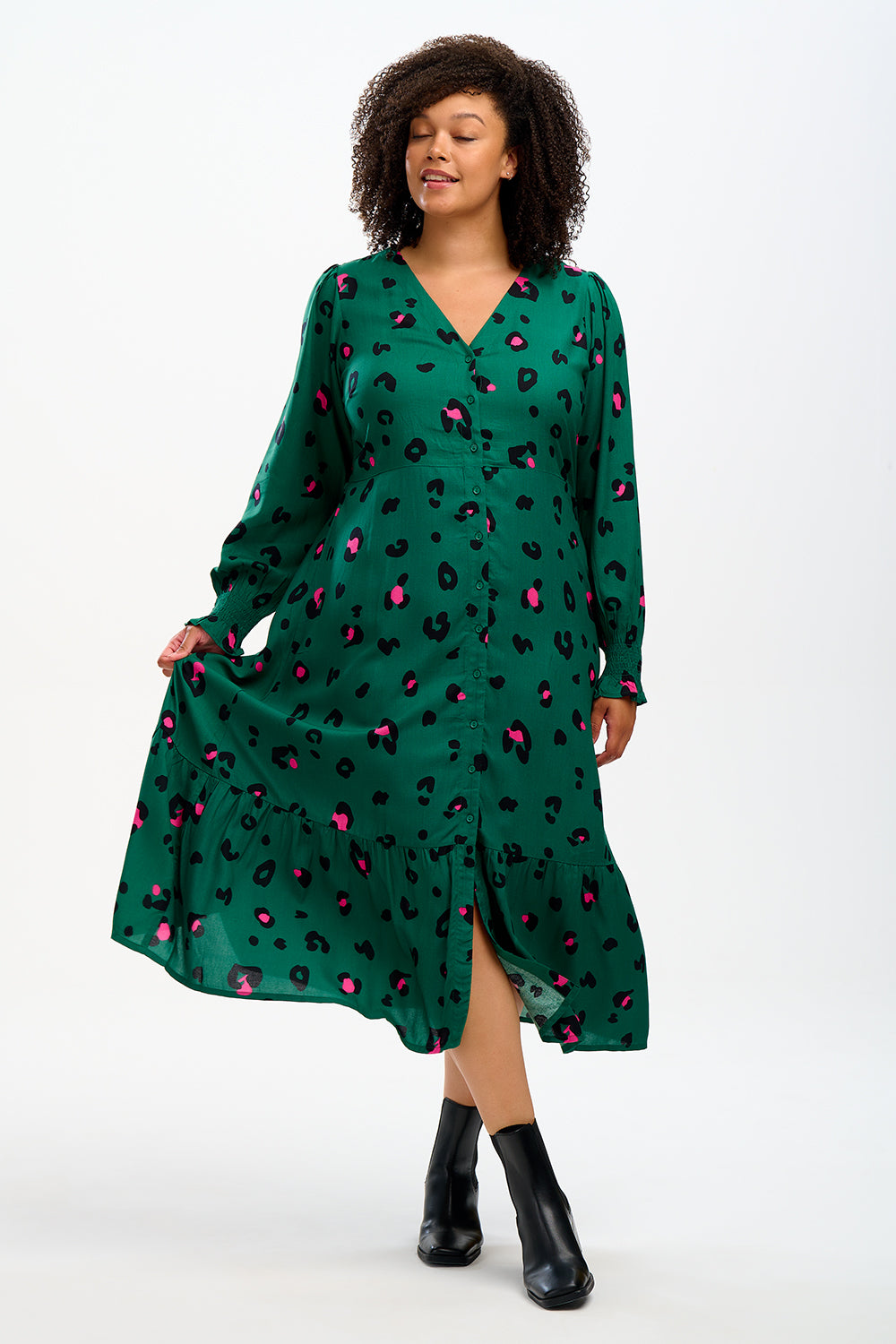 Gwen Midi Tiered Dress - Green