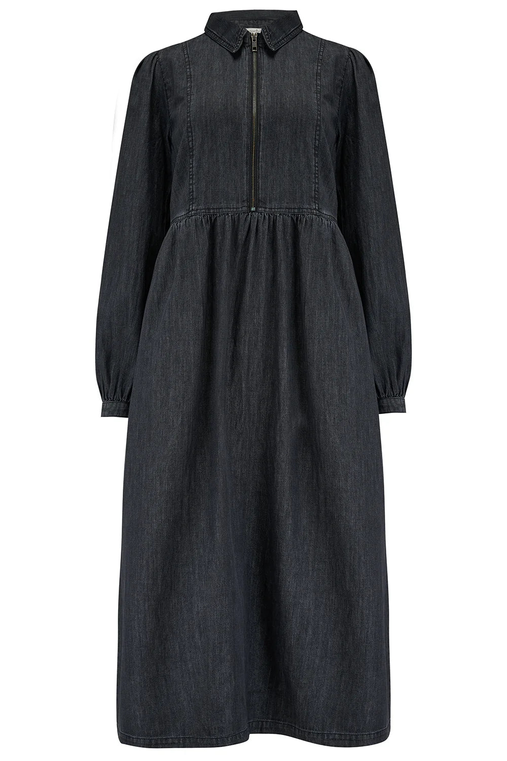 Kirsty Midi Smock Dress - Washed Black