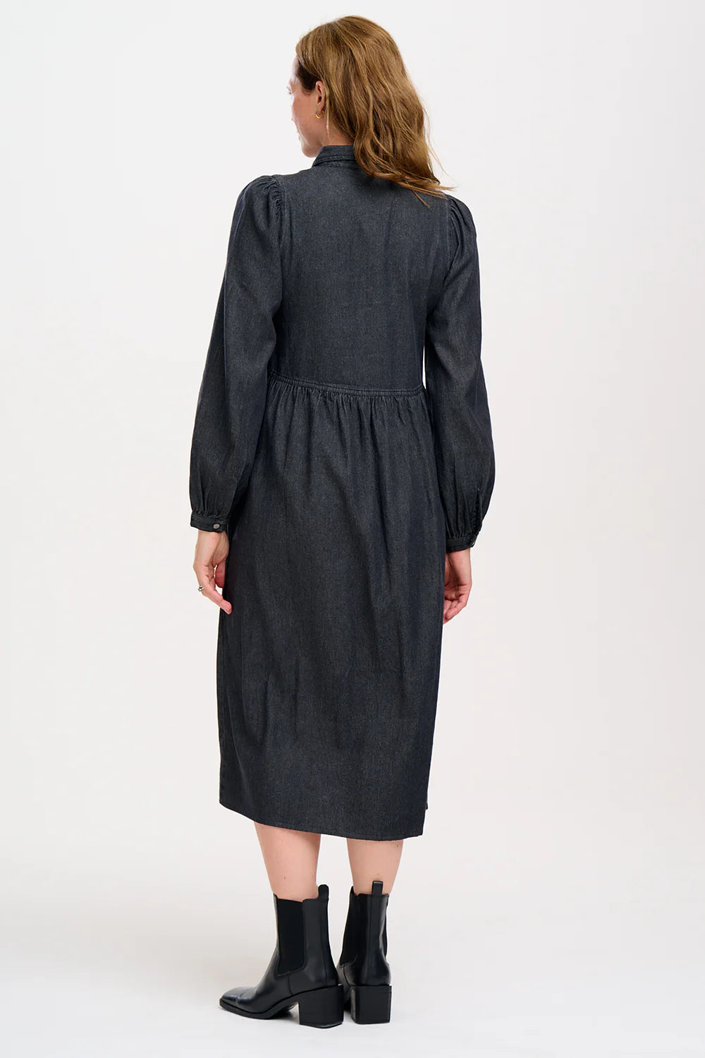 Kirsty Midi Smock Dress - Washed Black