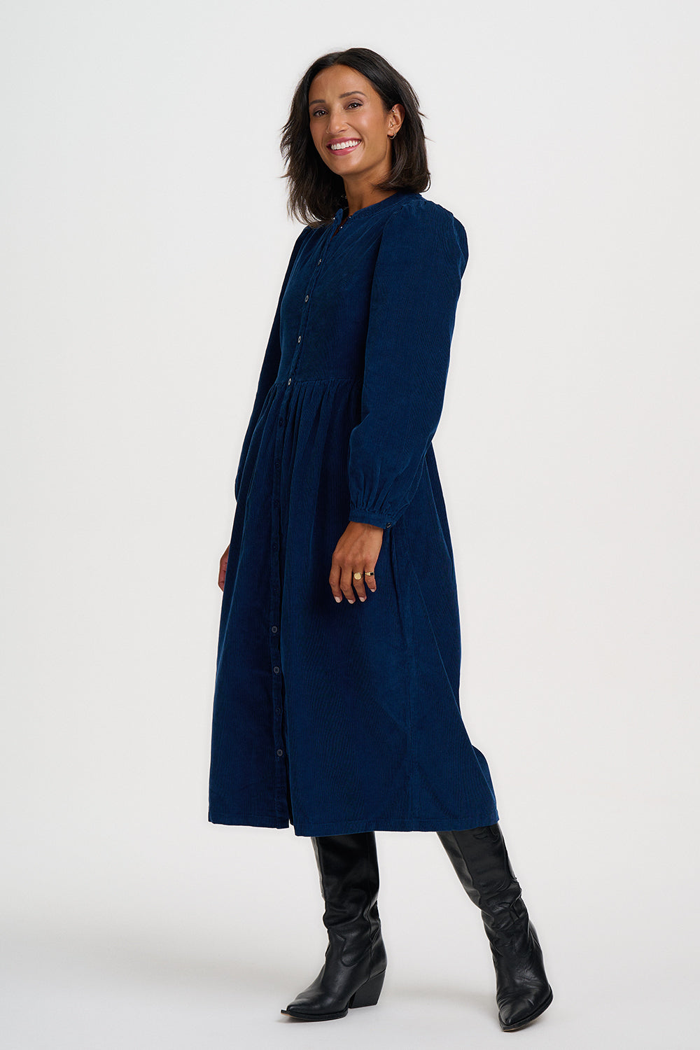 Reba Cord Midi Dress - Teal