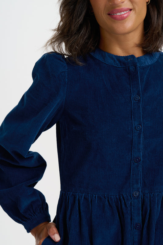 Reba Cord Midi Dress - Teal