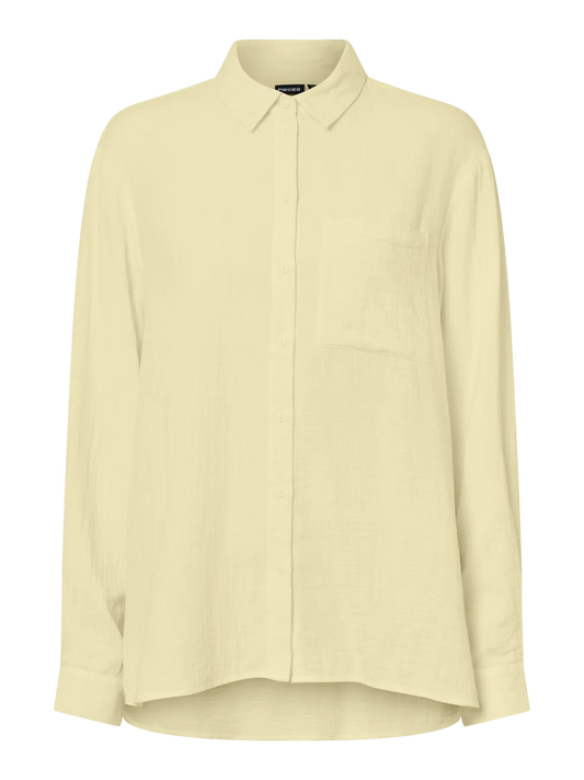 PCSastina LS Shirt WVN MSA BC - French Vanilla