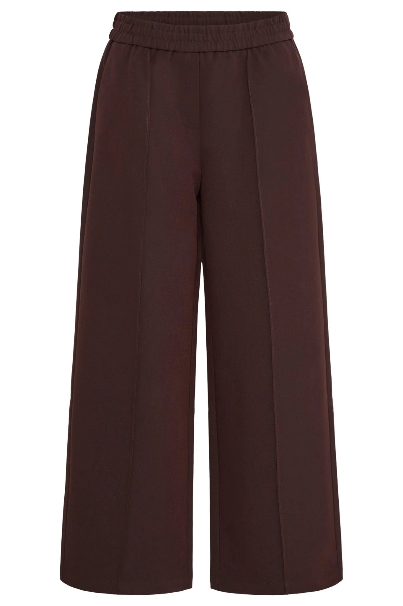 Brown wide-leg pants on a white background
