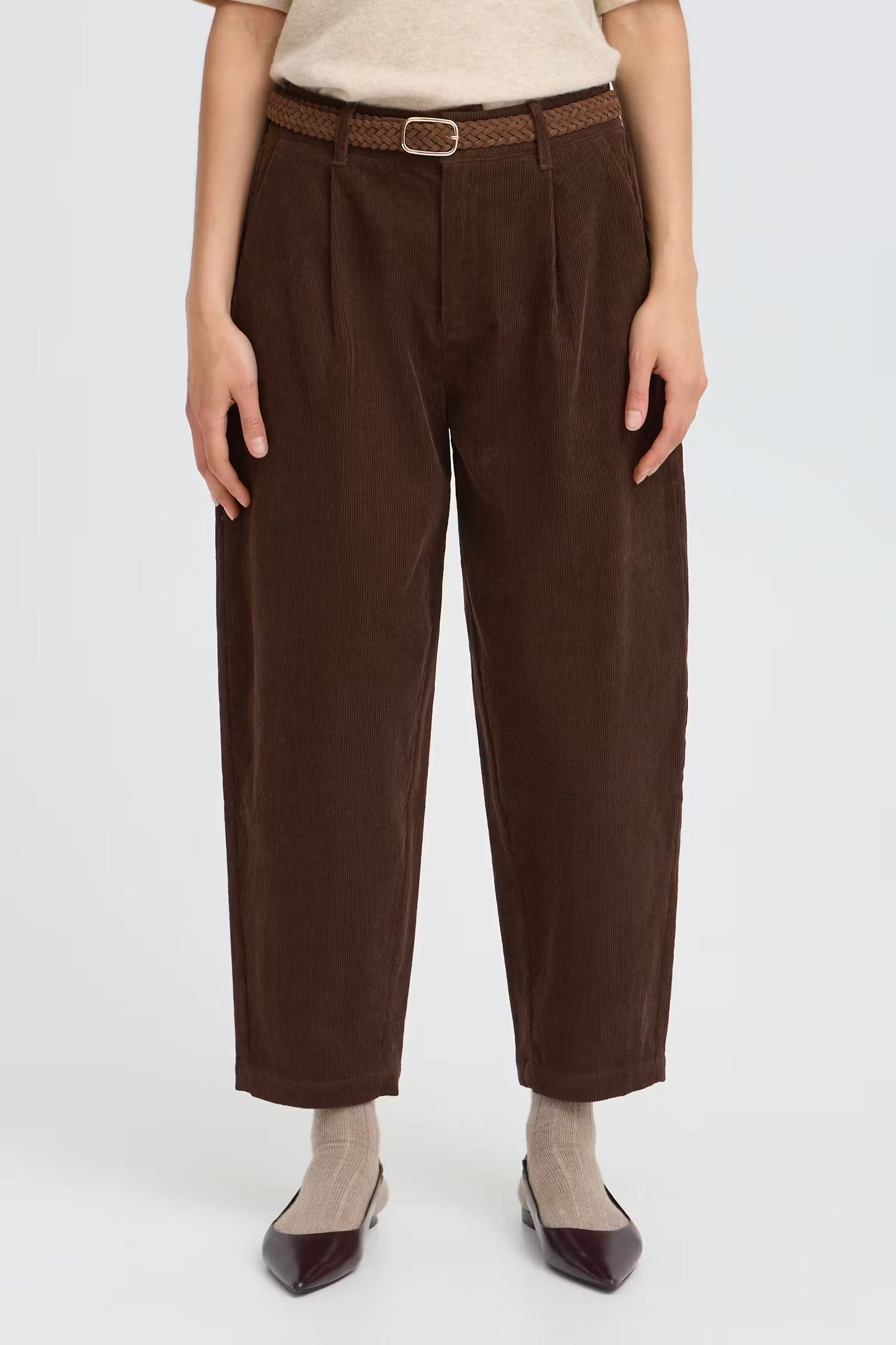 FRCalana Barrel Leg Trousers - Hot Fudge