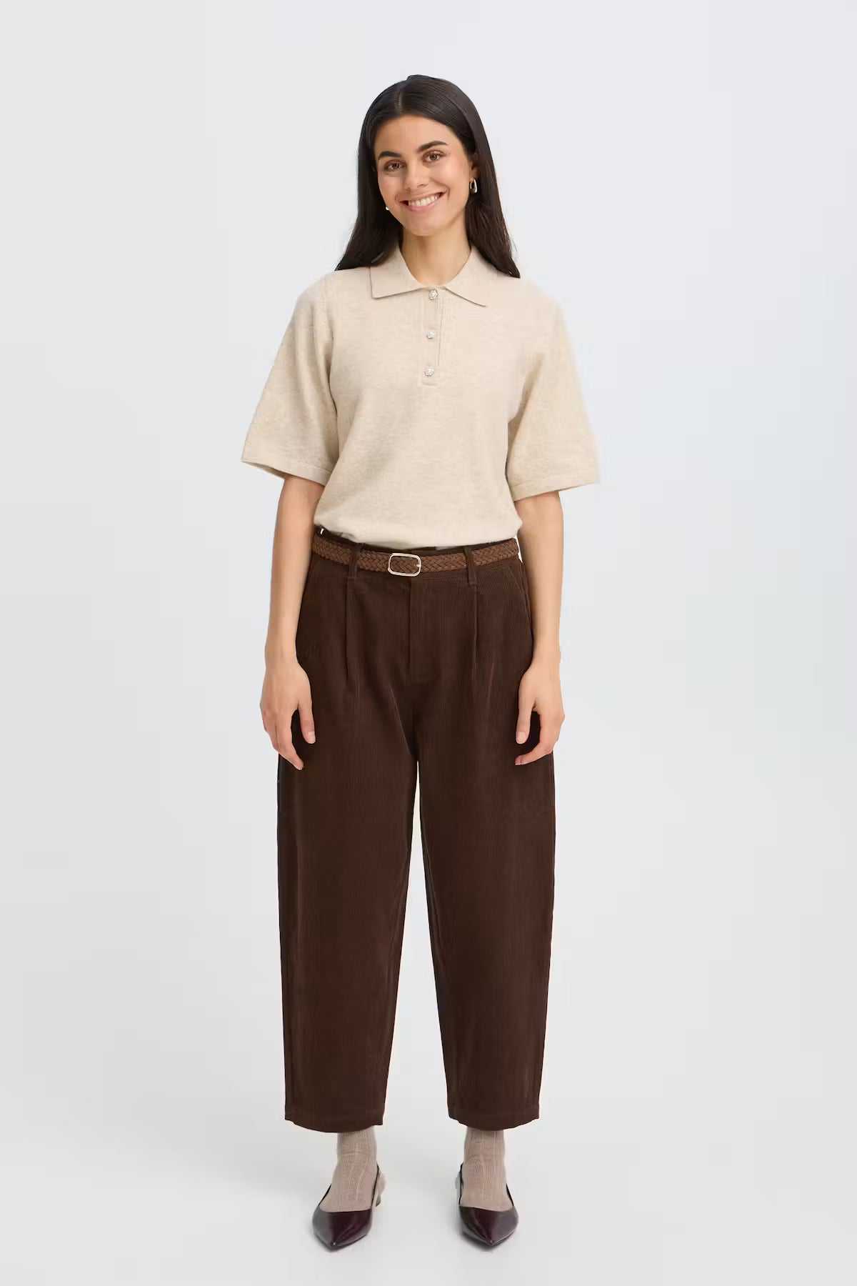 FRCalana Barrel Leg Trousers - Hot Fudge