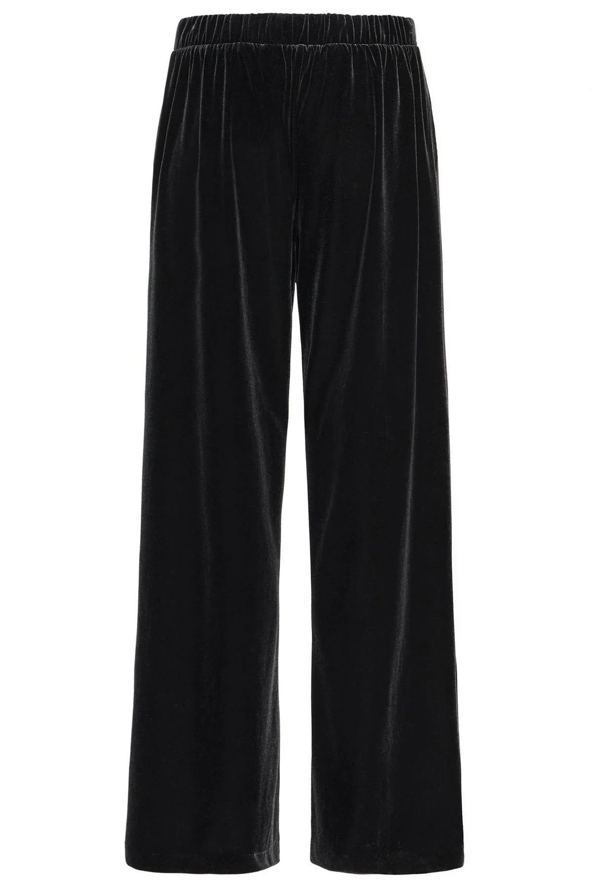Black velvet pants on a white background