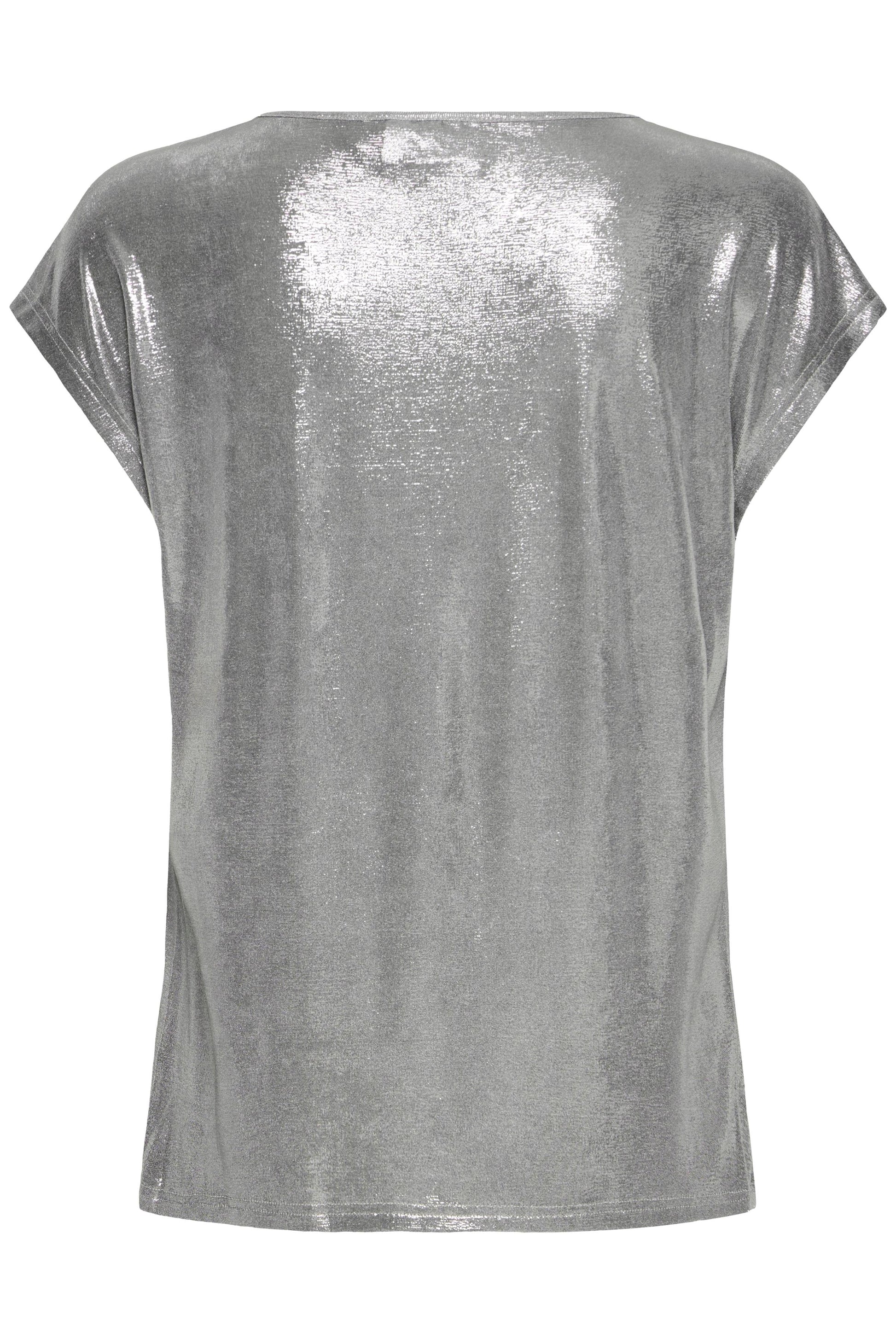 Silver metallic t-shirt on a white background