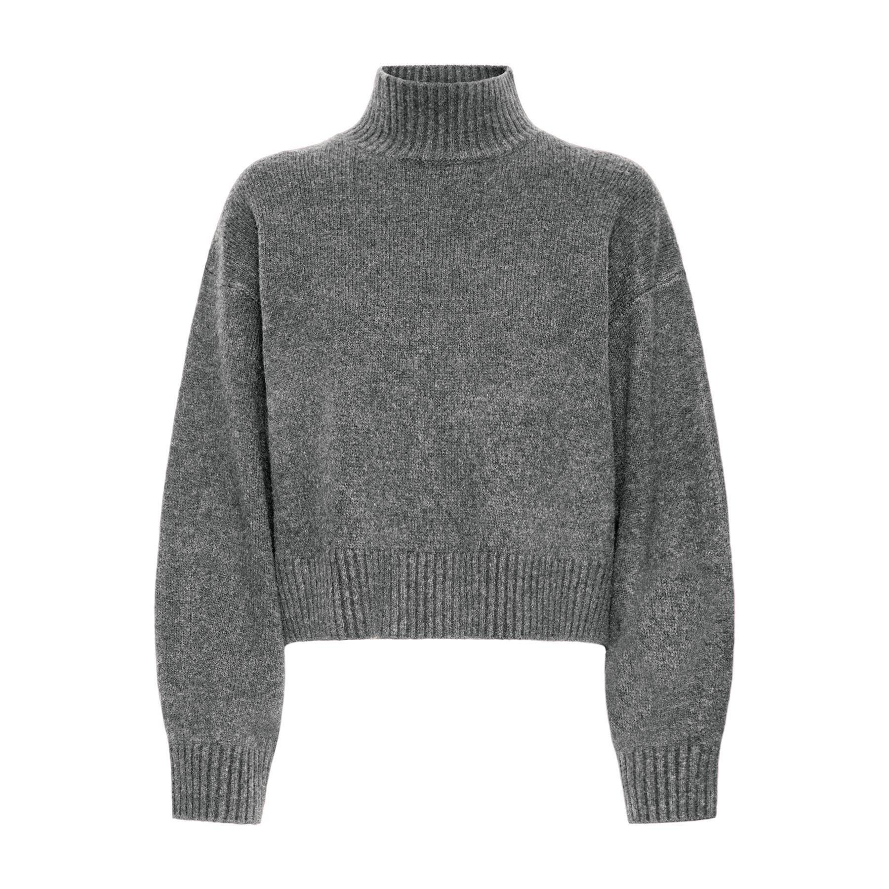 Gray turtleneck sweater on a white background