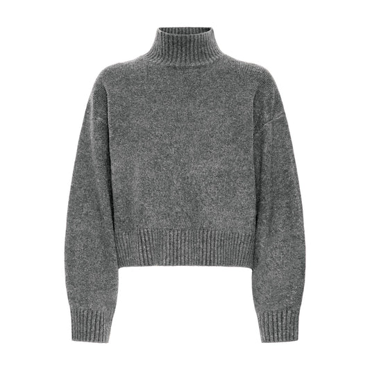 Gray turtleneck sweater on a white background