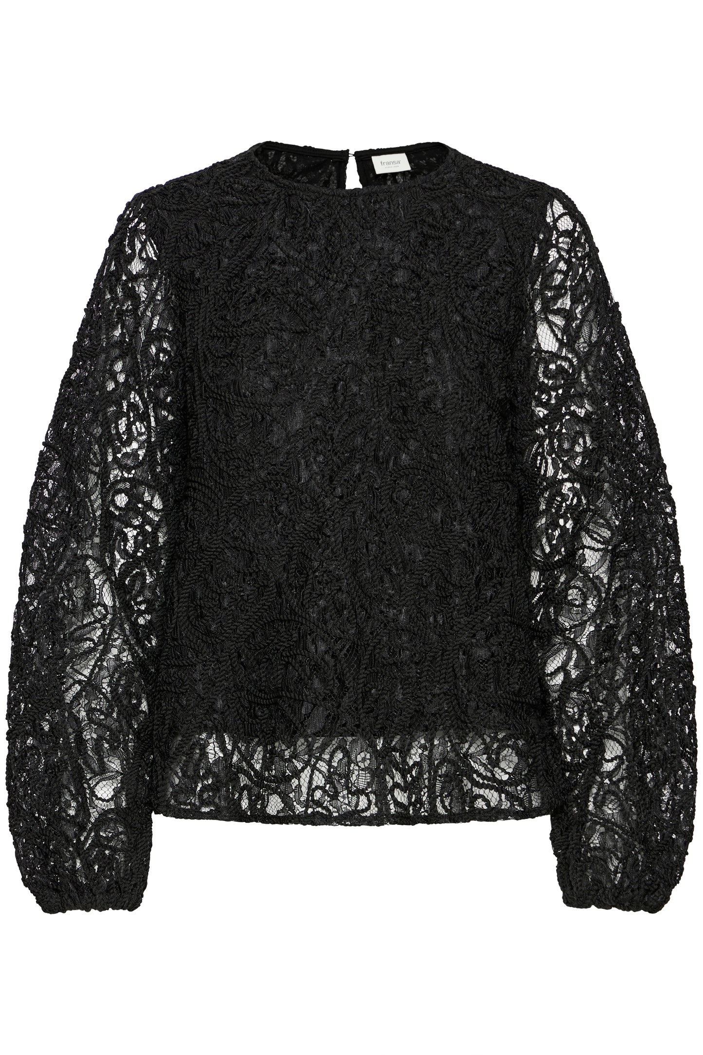 Black lace blouse on a white background