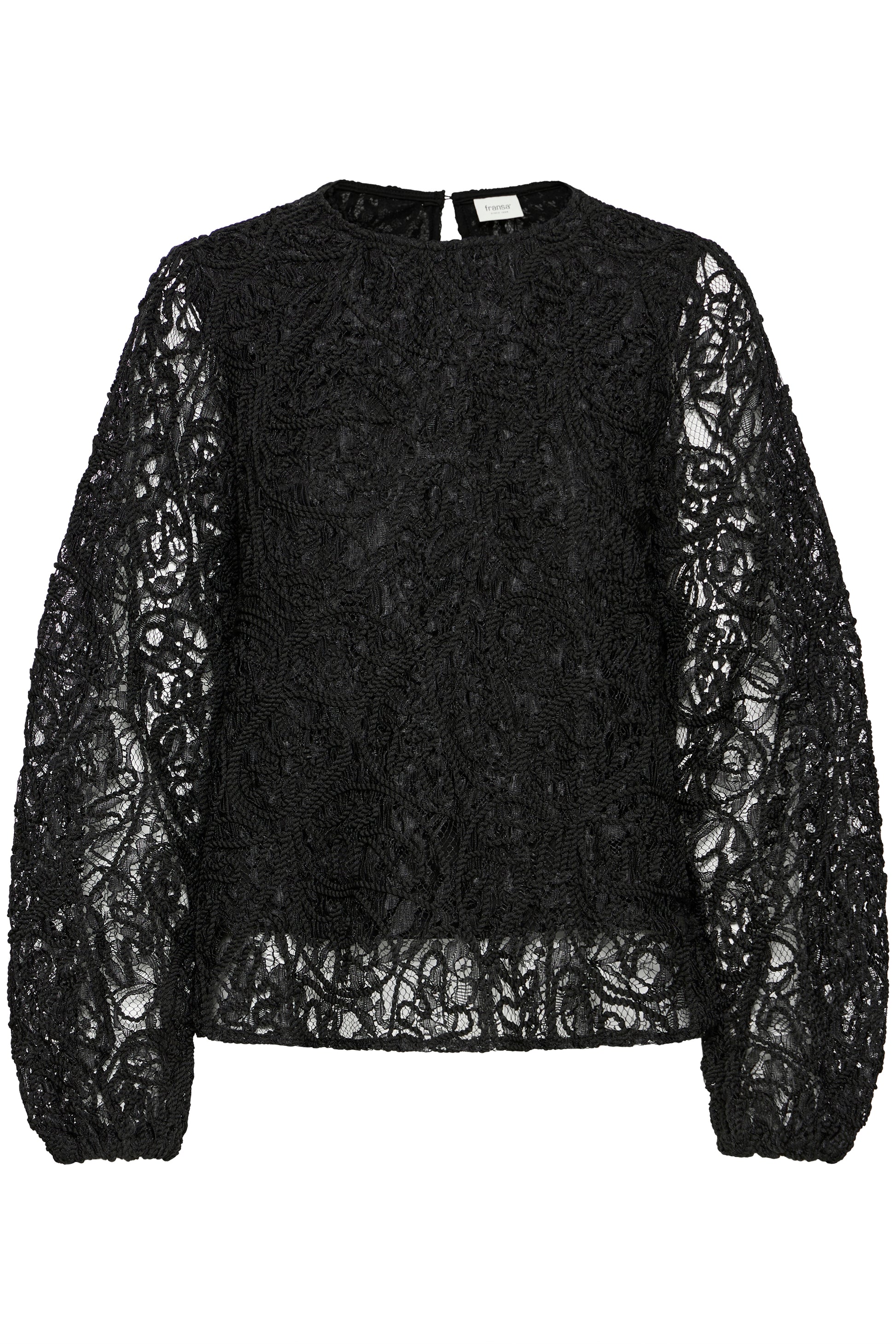 Black lace blouse on a white background