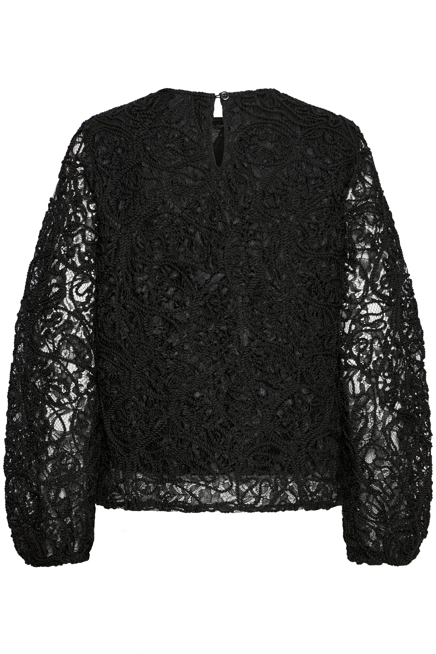 Black lace blouse on a white background