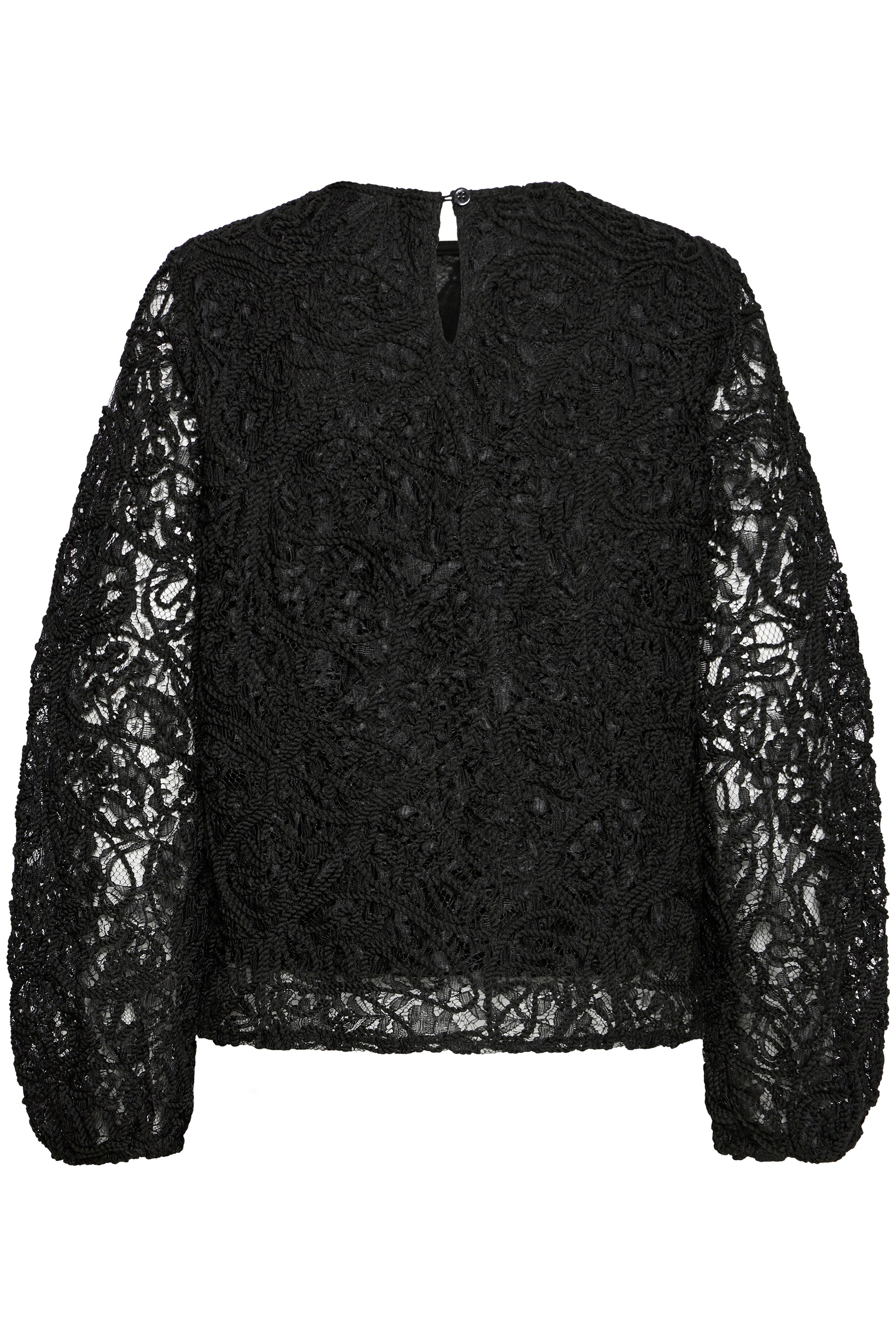 Black lace blouse on a white background