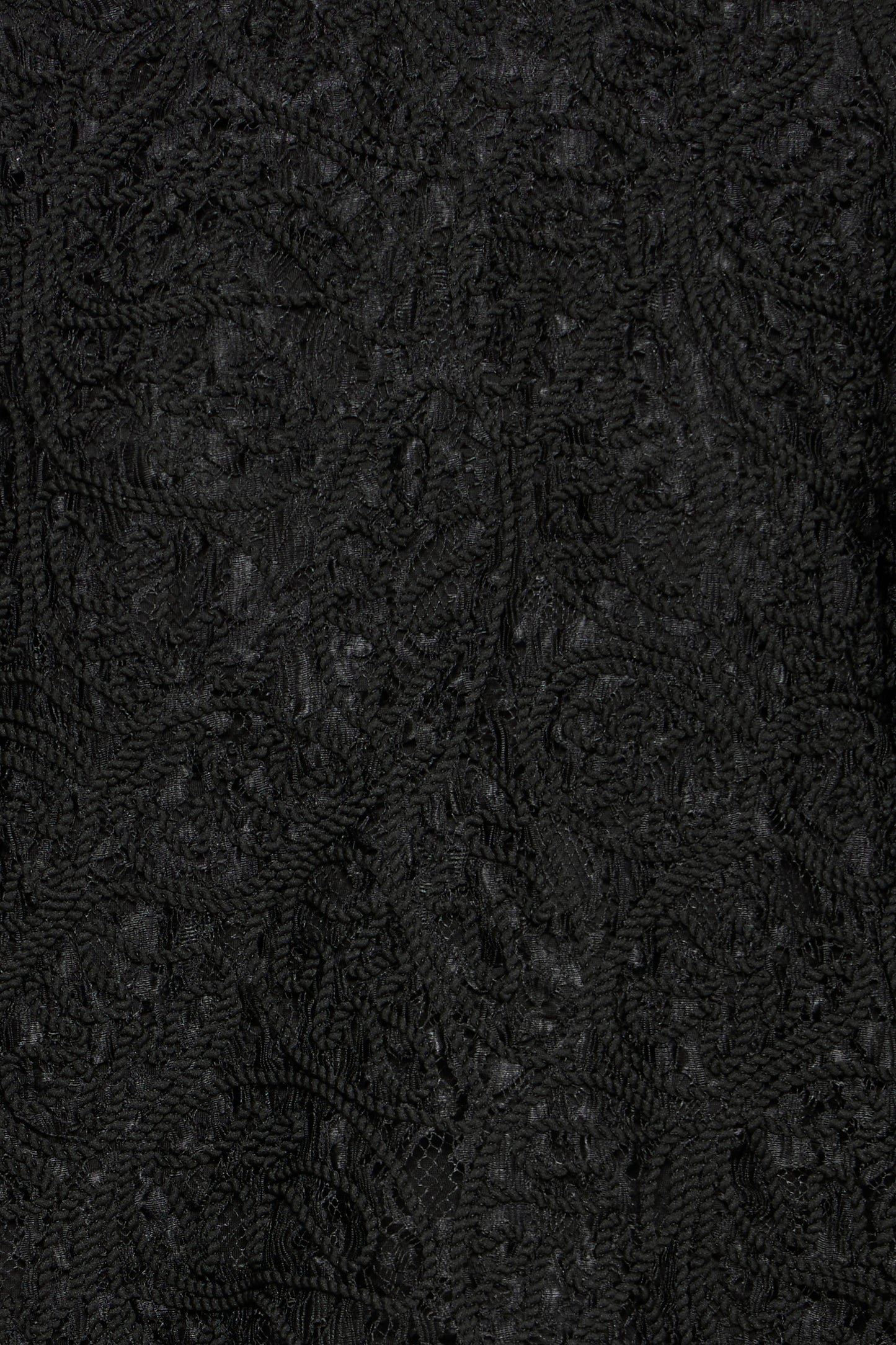 Close-up of a textured black fabric with intricate patterns