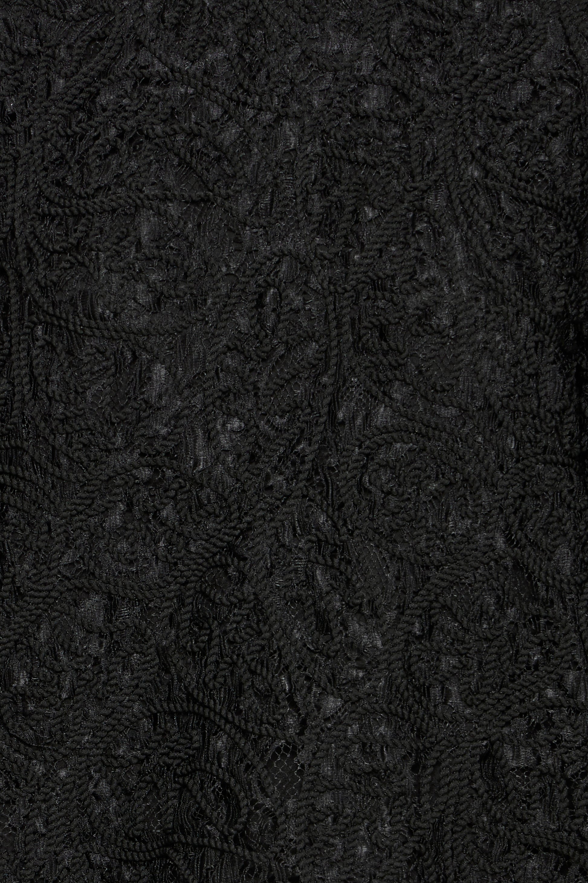 Close-up of a textured black fabric with intricate patterns