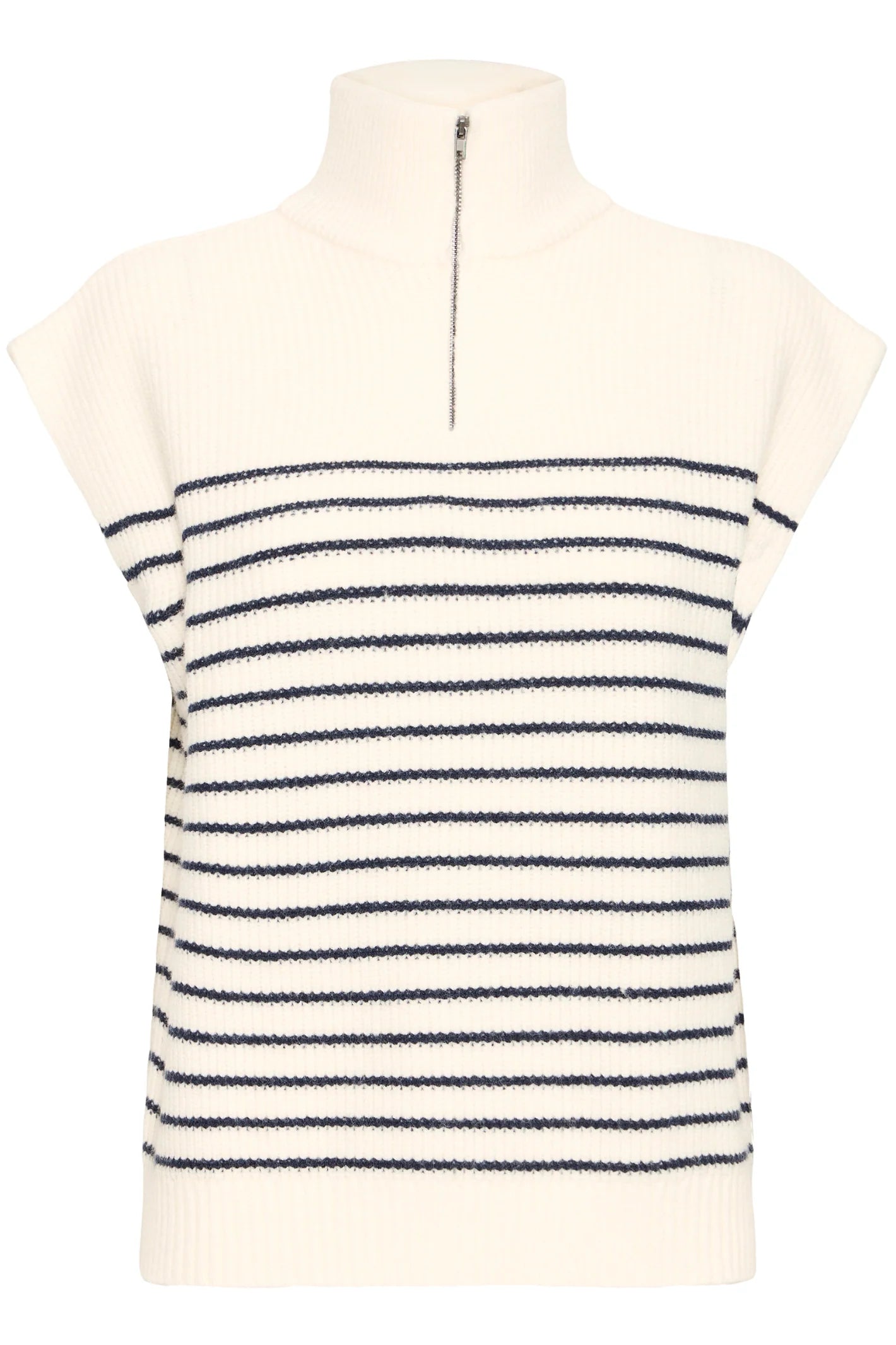 Striped sleeveless top on a mannequin with a white background