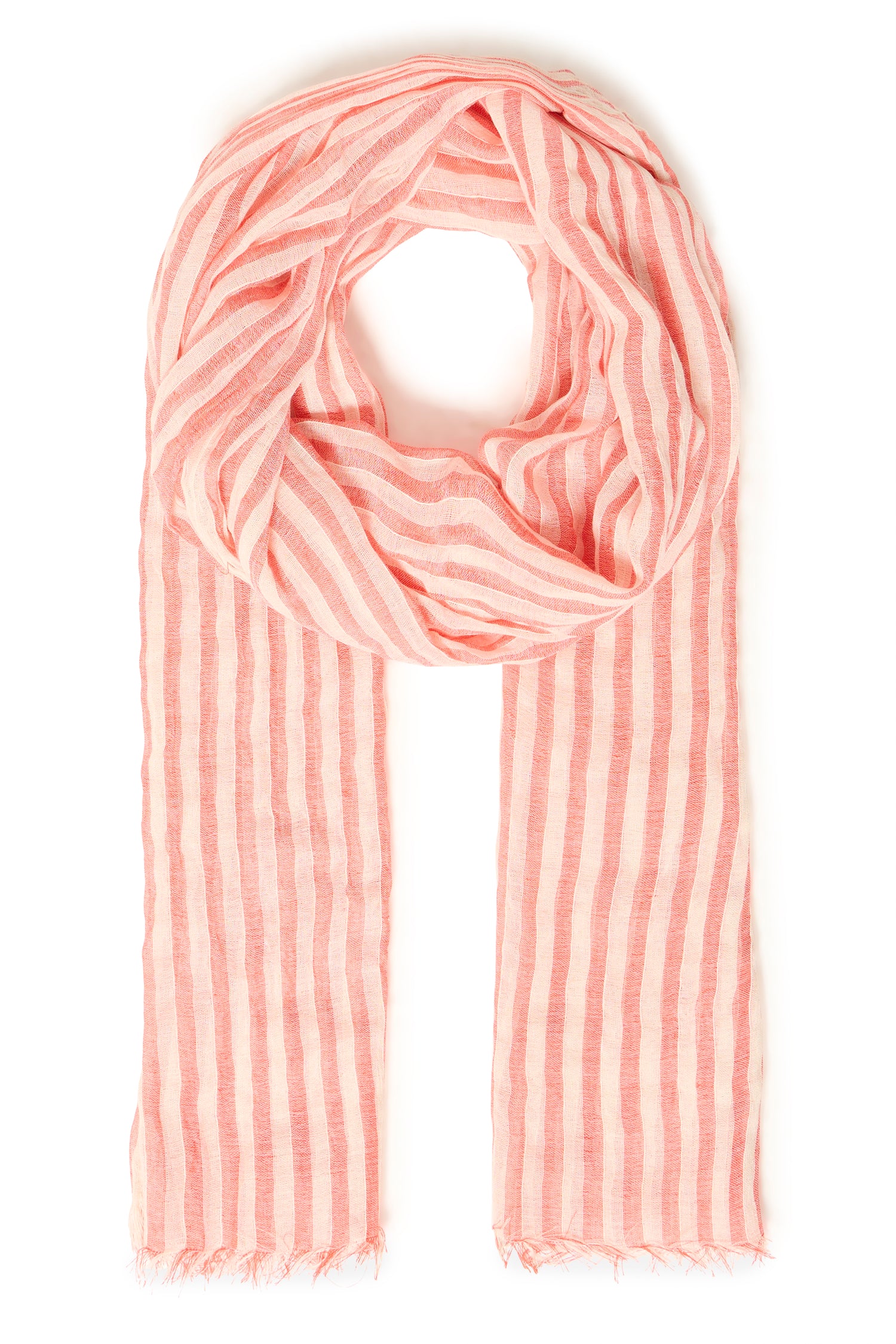 Pink striped scarf on a white background
