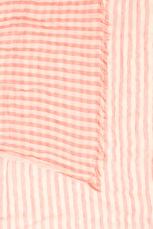 Close-up of pink and white striped fabric