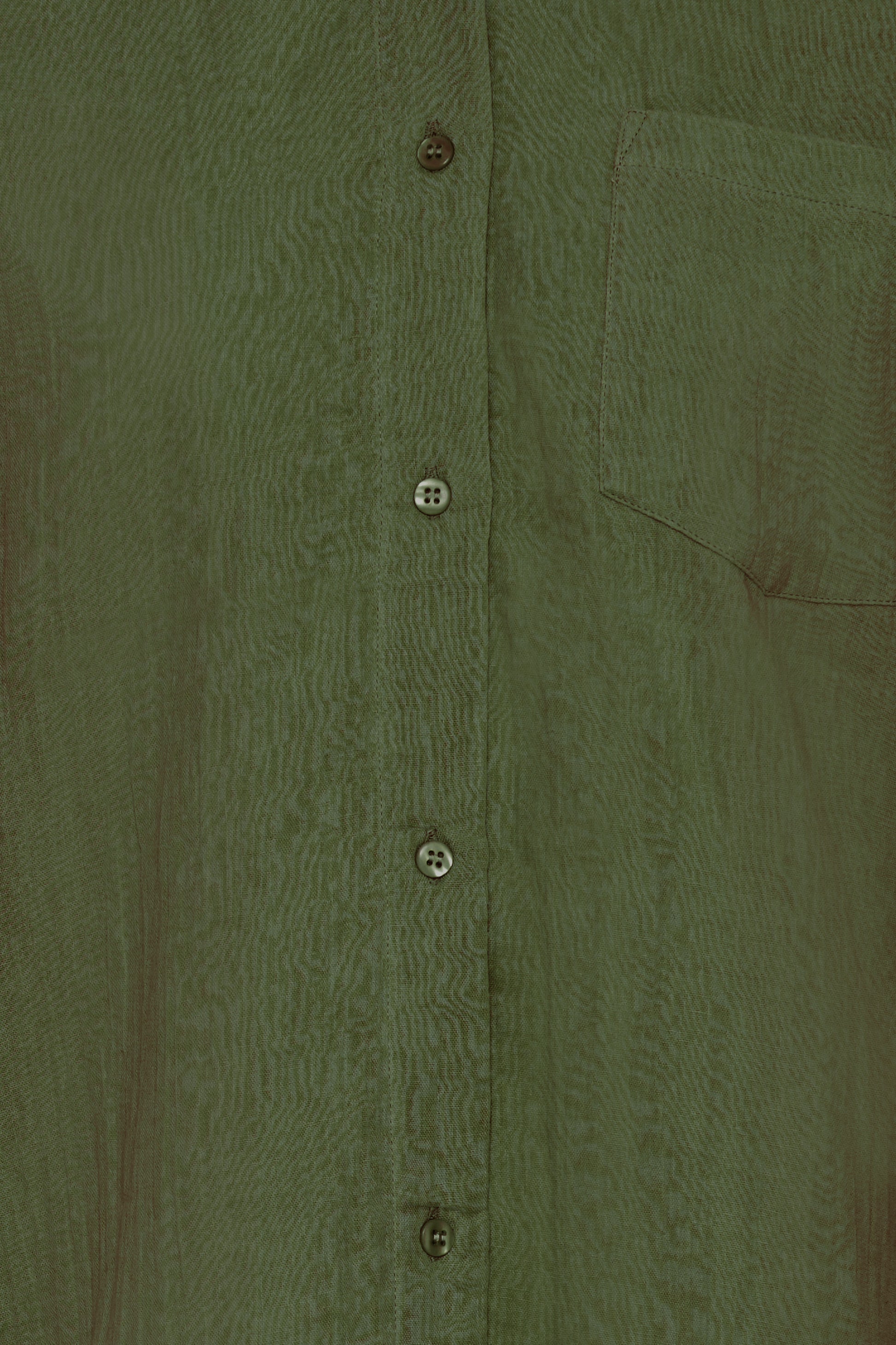 Close-up of a green textured shirt with buttons