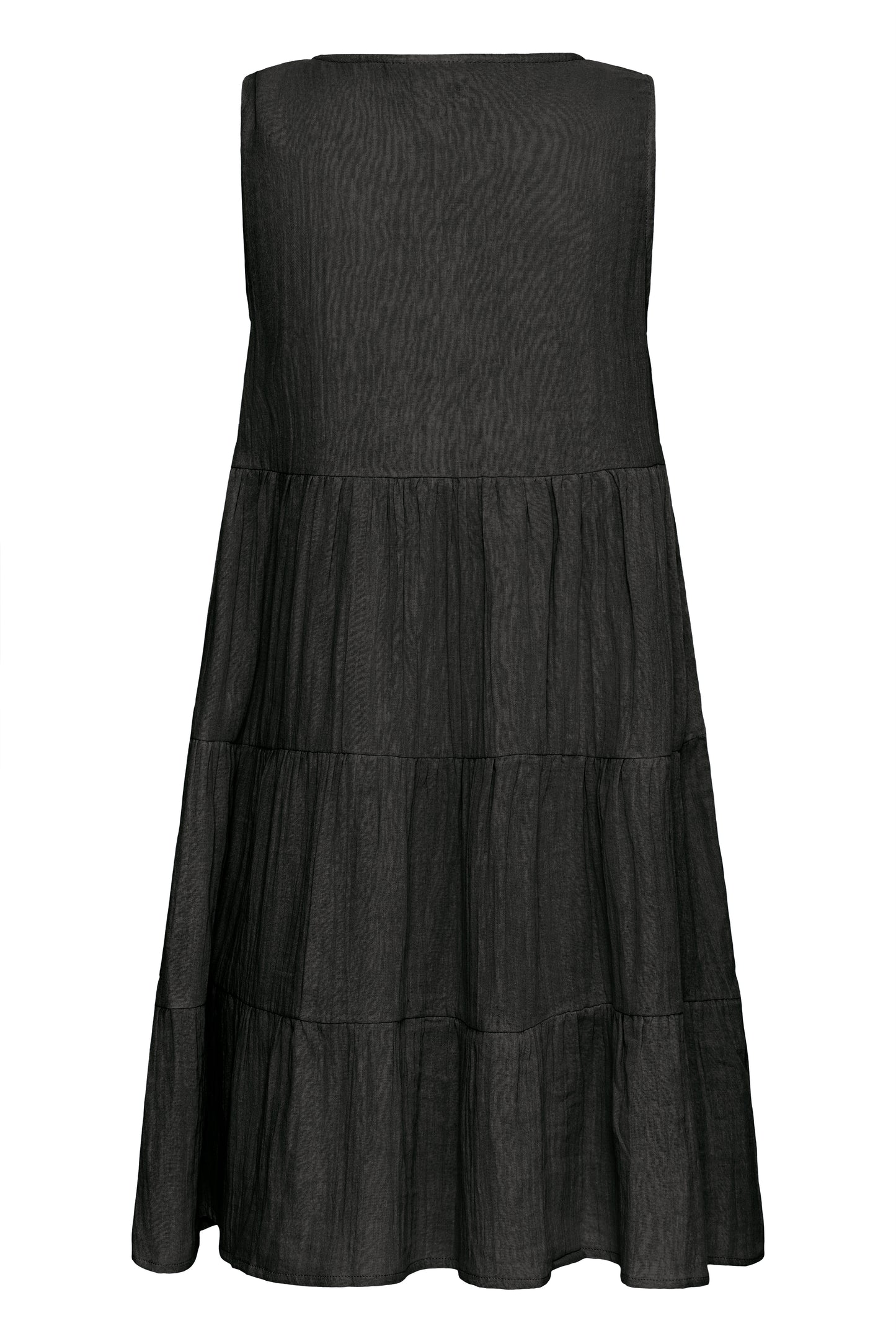 Black tiered dress on a white background
