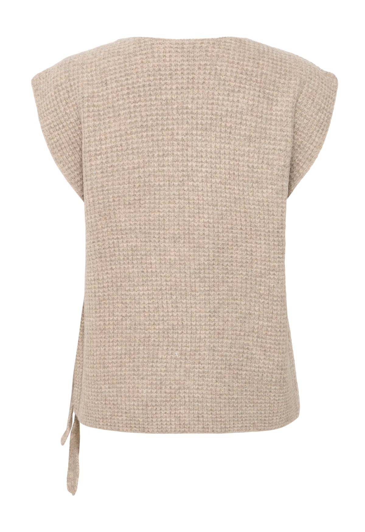 Beige sleeveless top on a white background