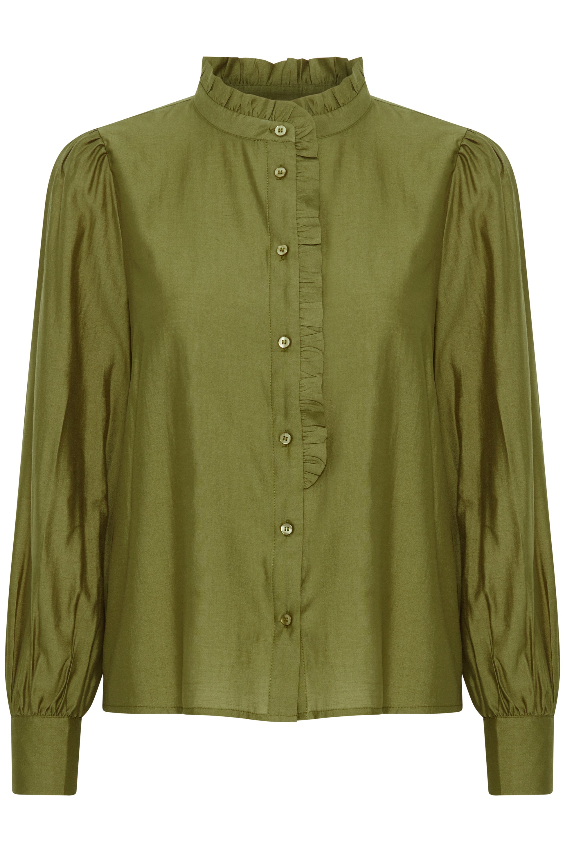 Green blouse with puffed sleeves on a white background