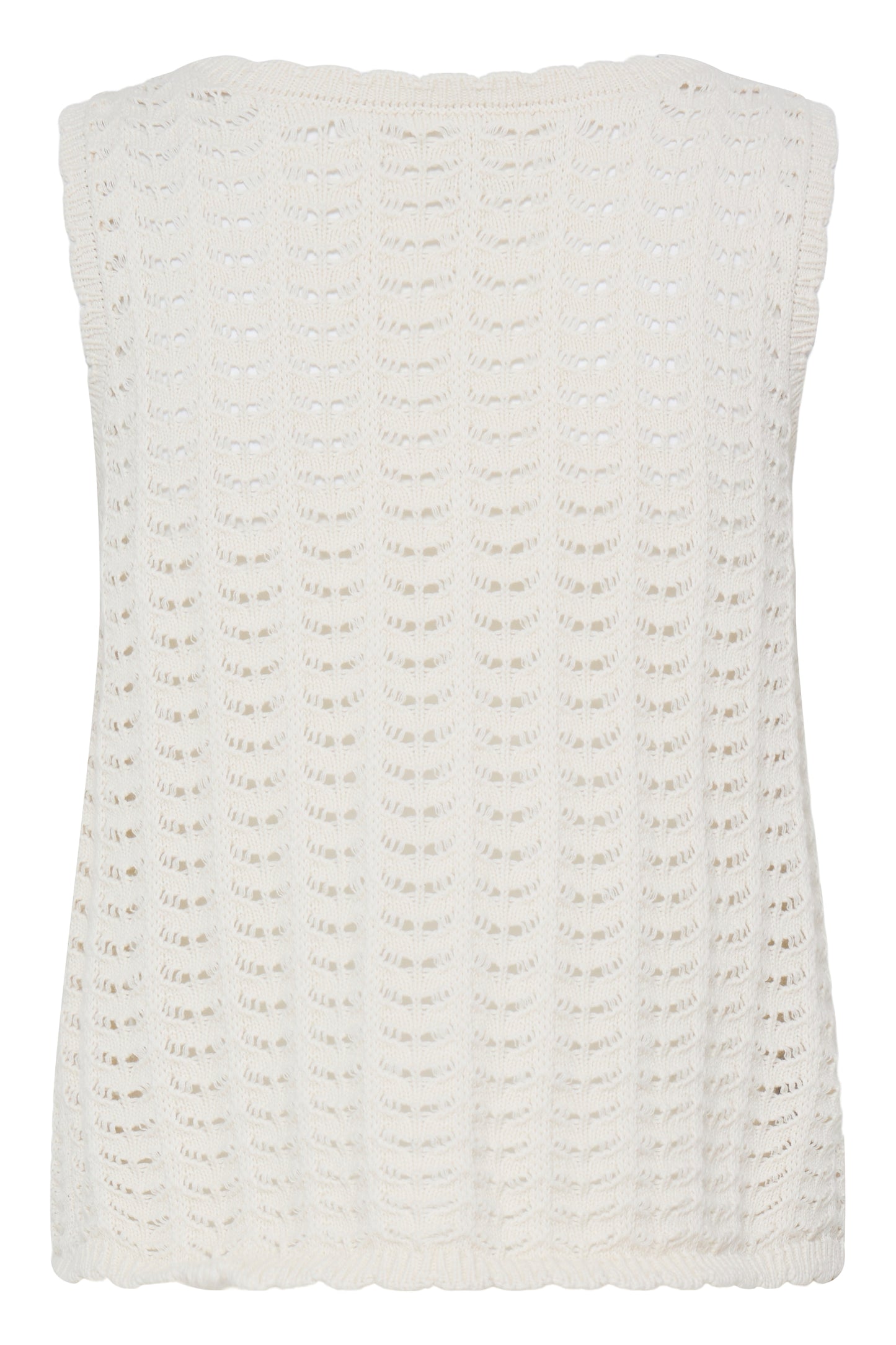 White textured sleeveless top on a white background