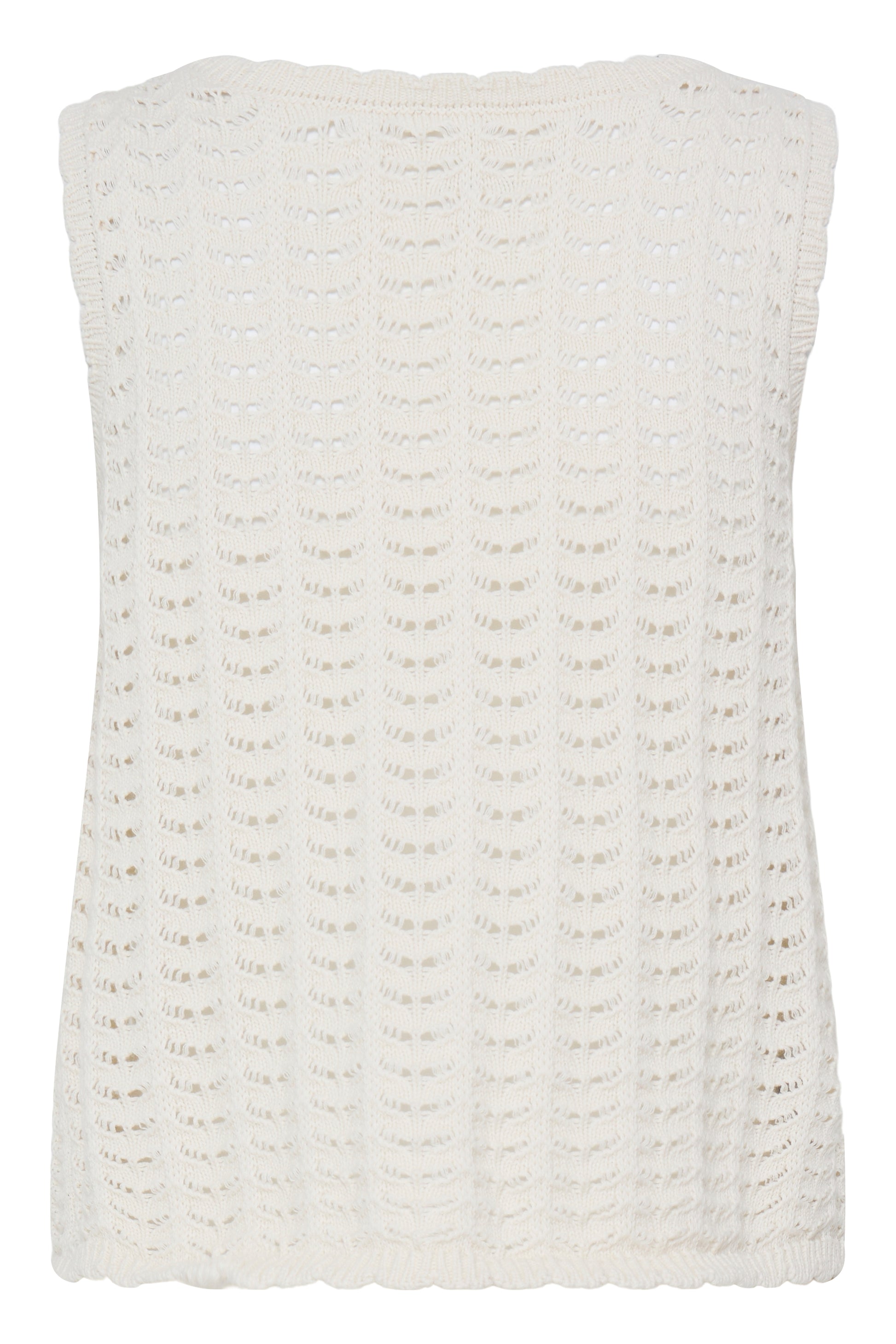 White textured sleeveless top on a white background