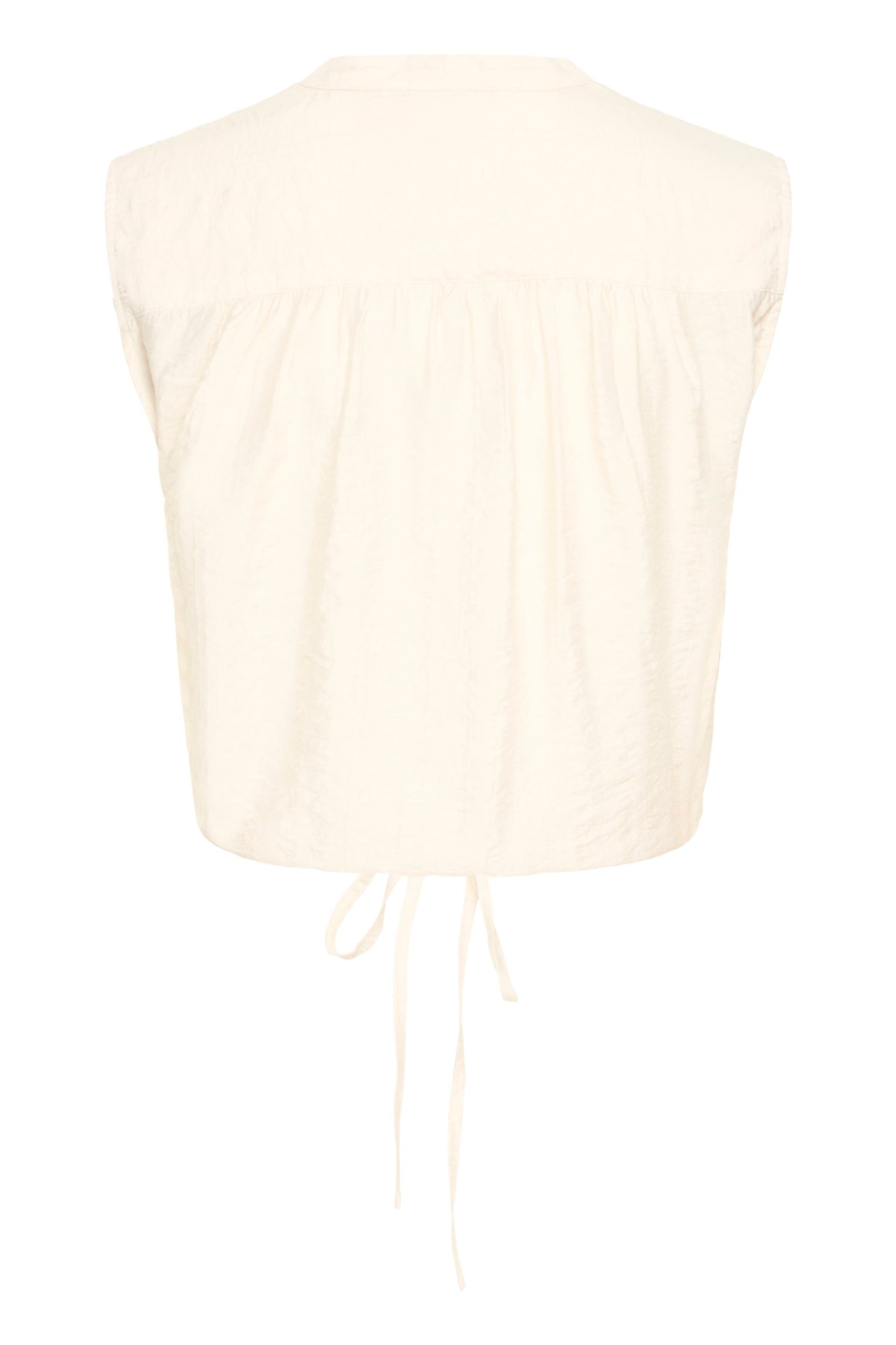 Cream-colored sleeveless top on a white background