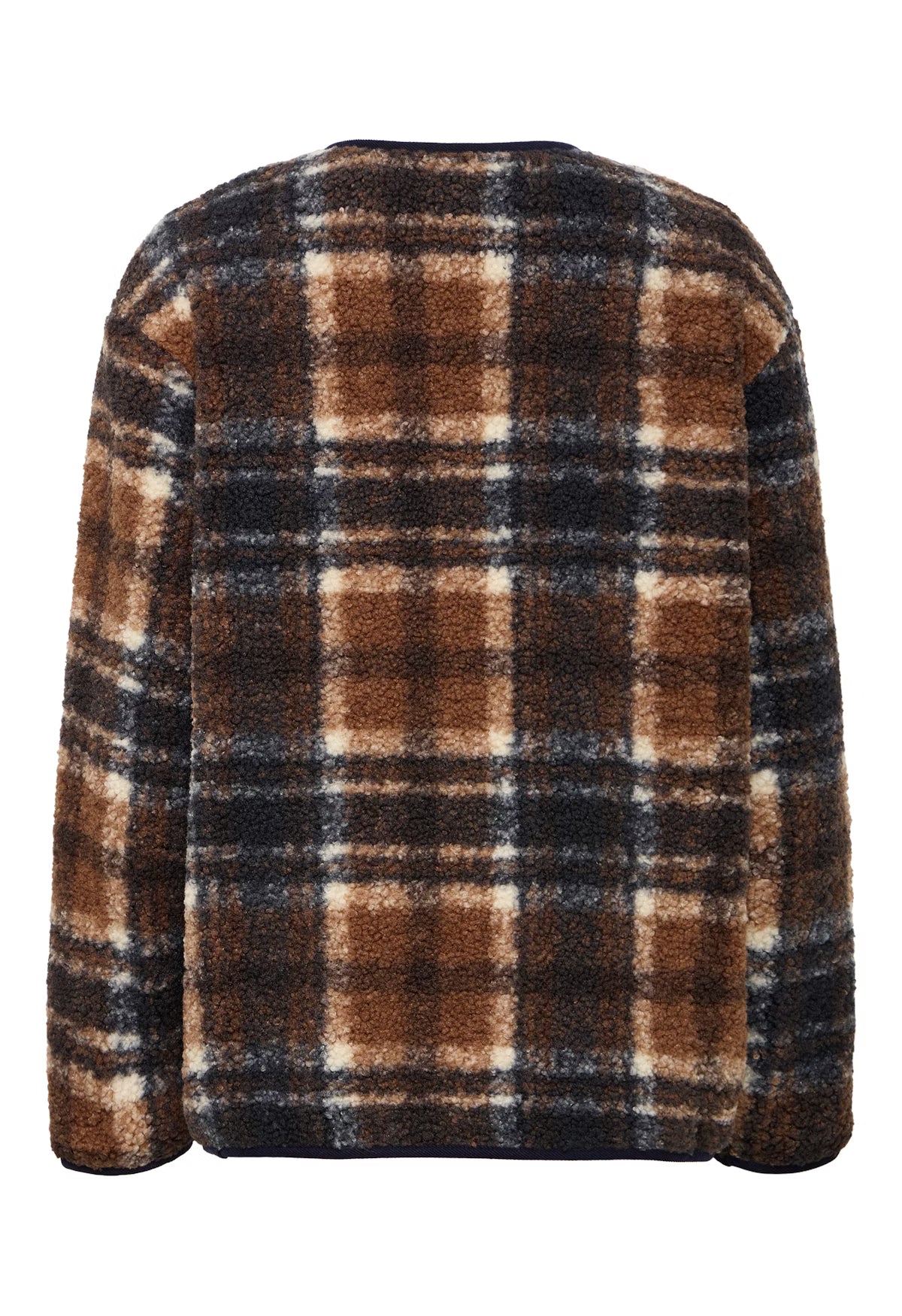 Plaid patterned sweater on a white background