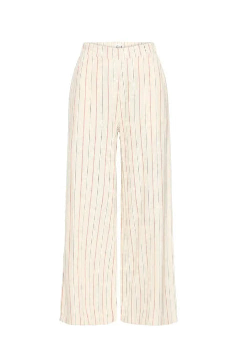 White pleated pants on a white background