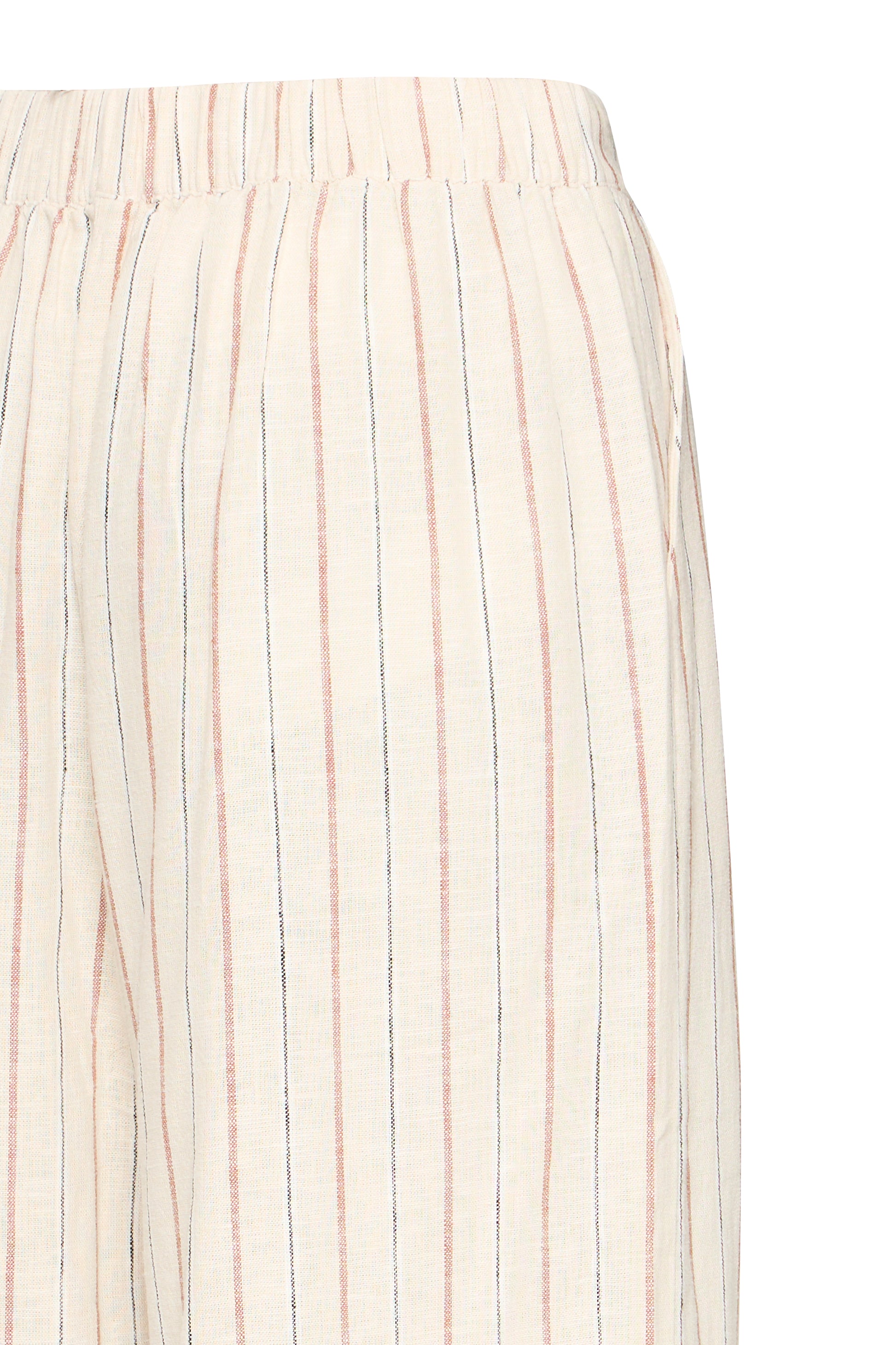 Close-up of a pleated beige skirt on a white background