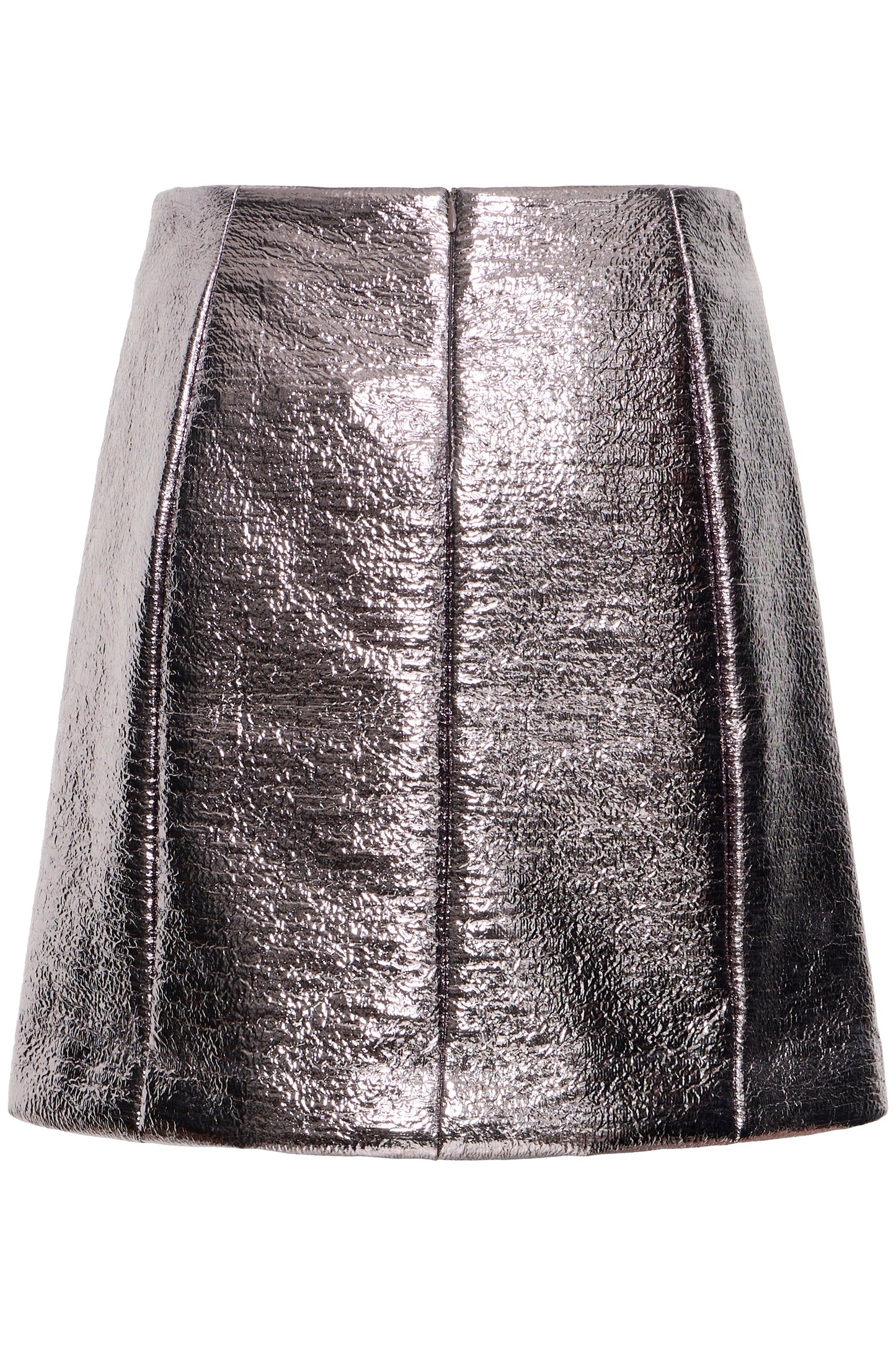 Silver metallic skirt on a white background