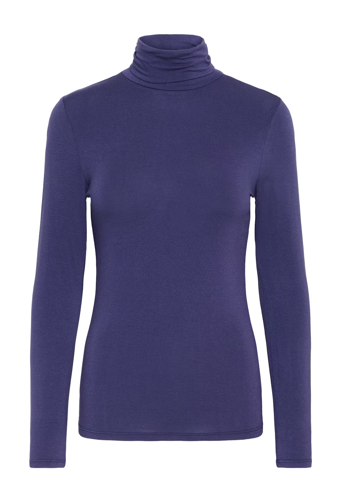 Purple turtleneck sweater on a white background