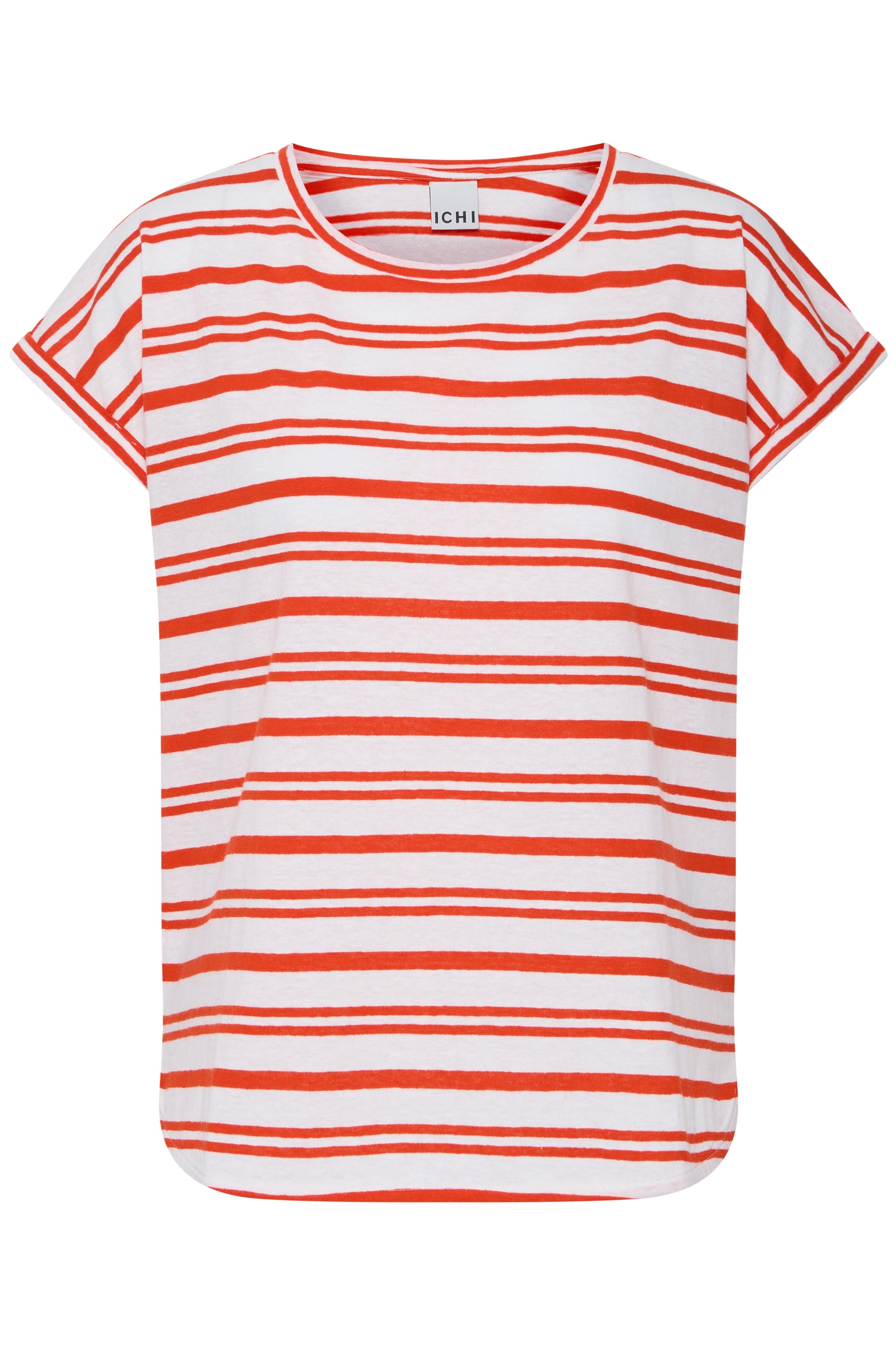 Red and white striped t-shirt on a white background