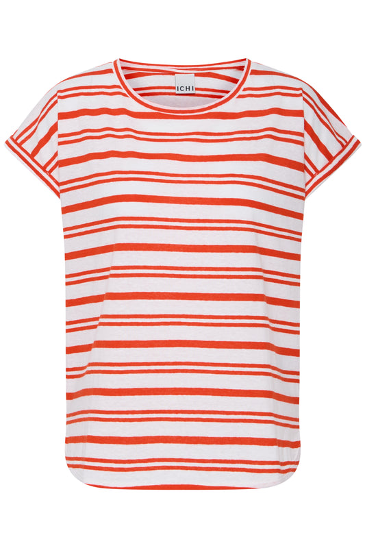 Red and white striped t-shirt on a white background