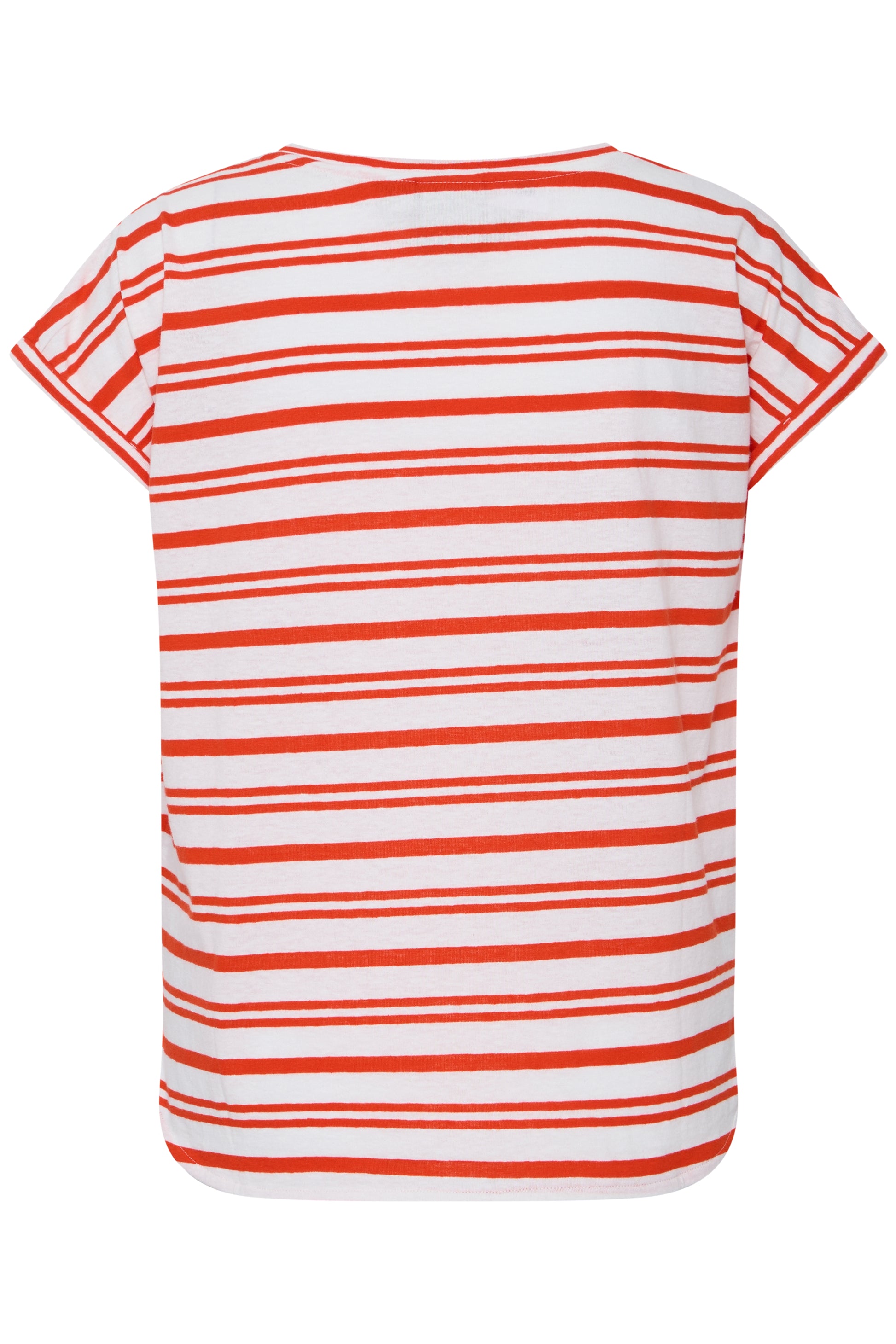 Red and white striped t-shirt on a white background