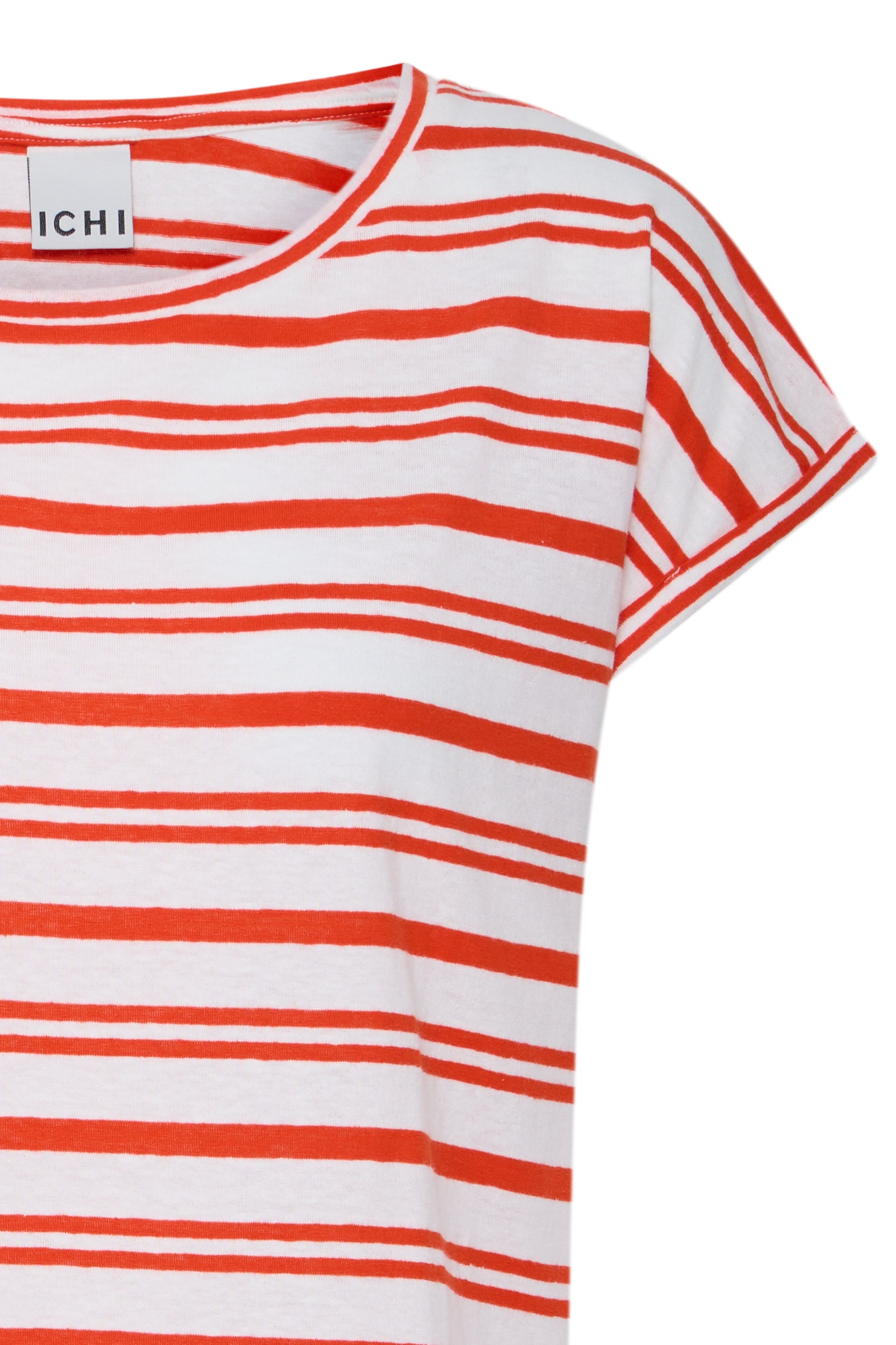 Red and white striped shirt with 'ICII' branding on a white background