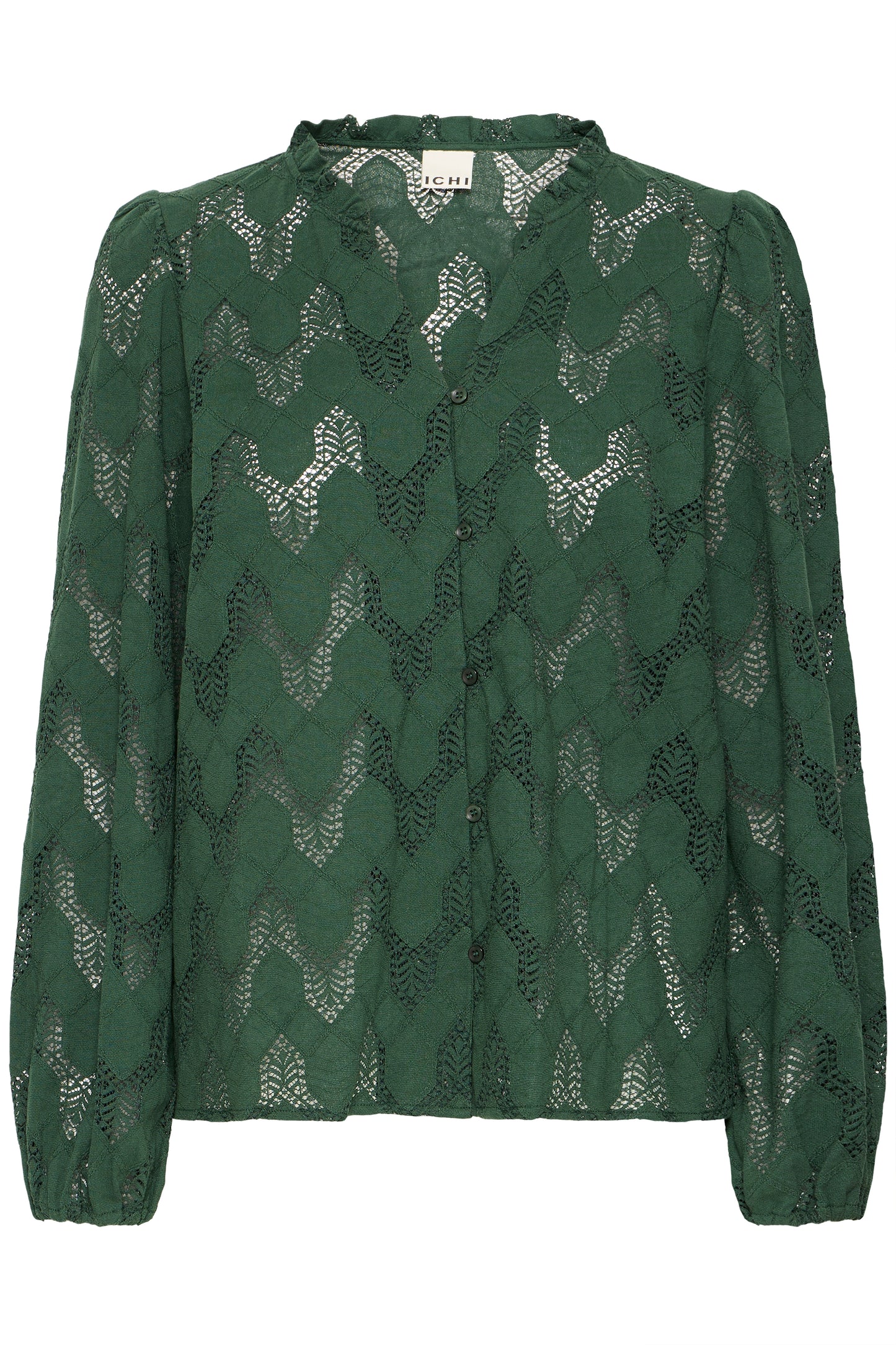 Green blouse with a pattern on a white background