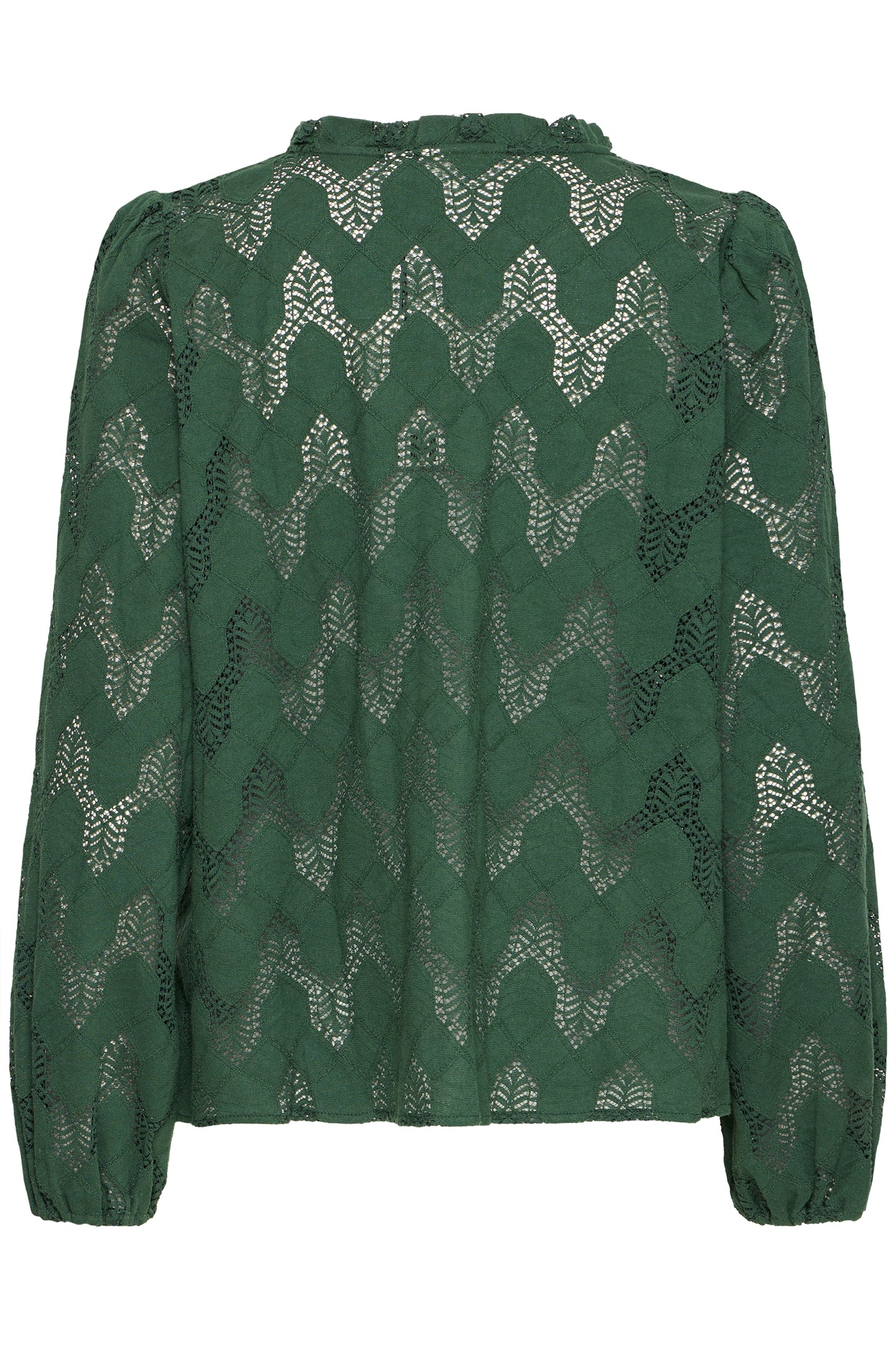 Green blouse with a subtle pattern on a white background