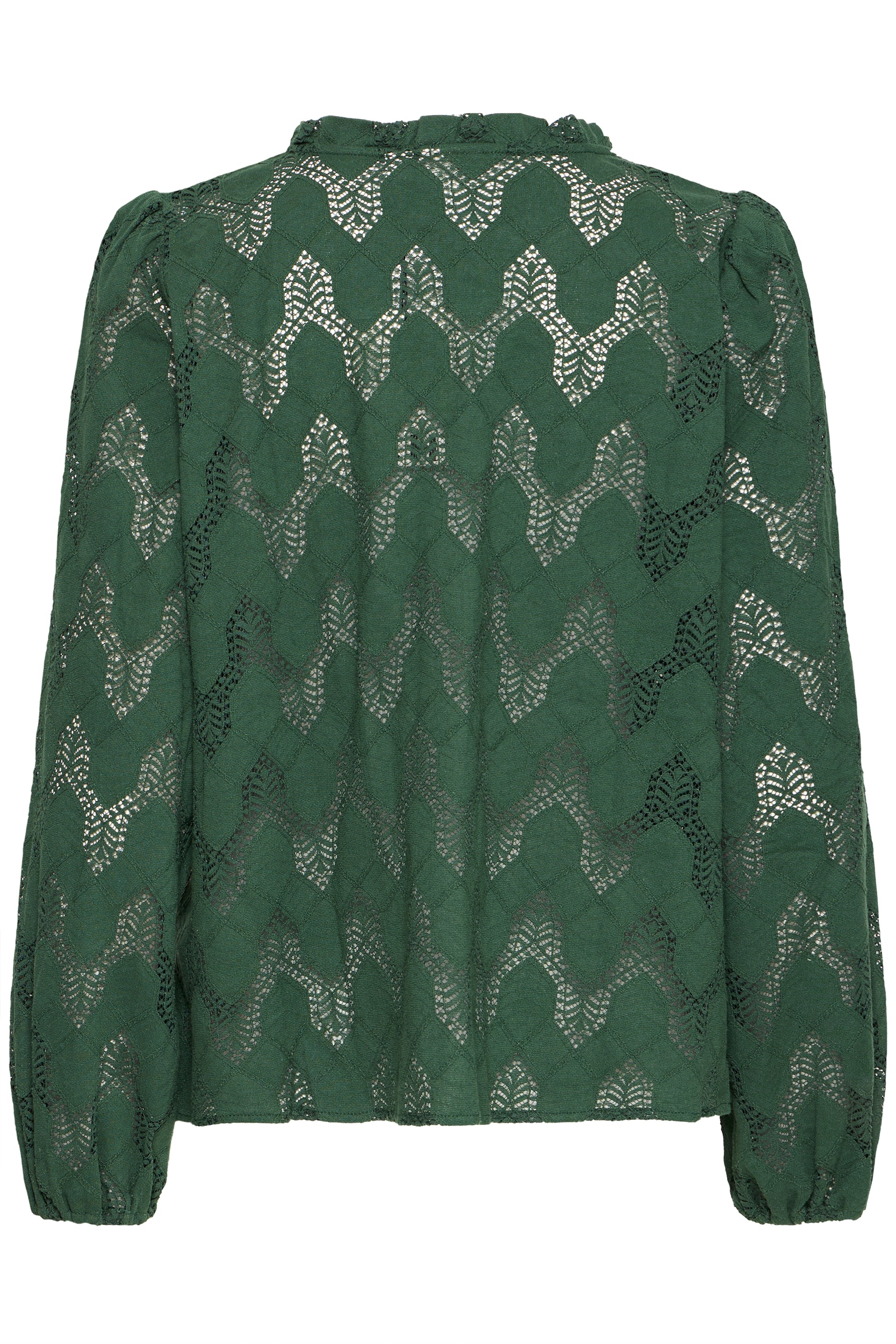 Green blouse with a subtle pattern on a white background
