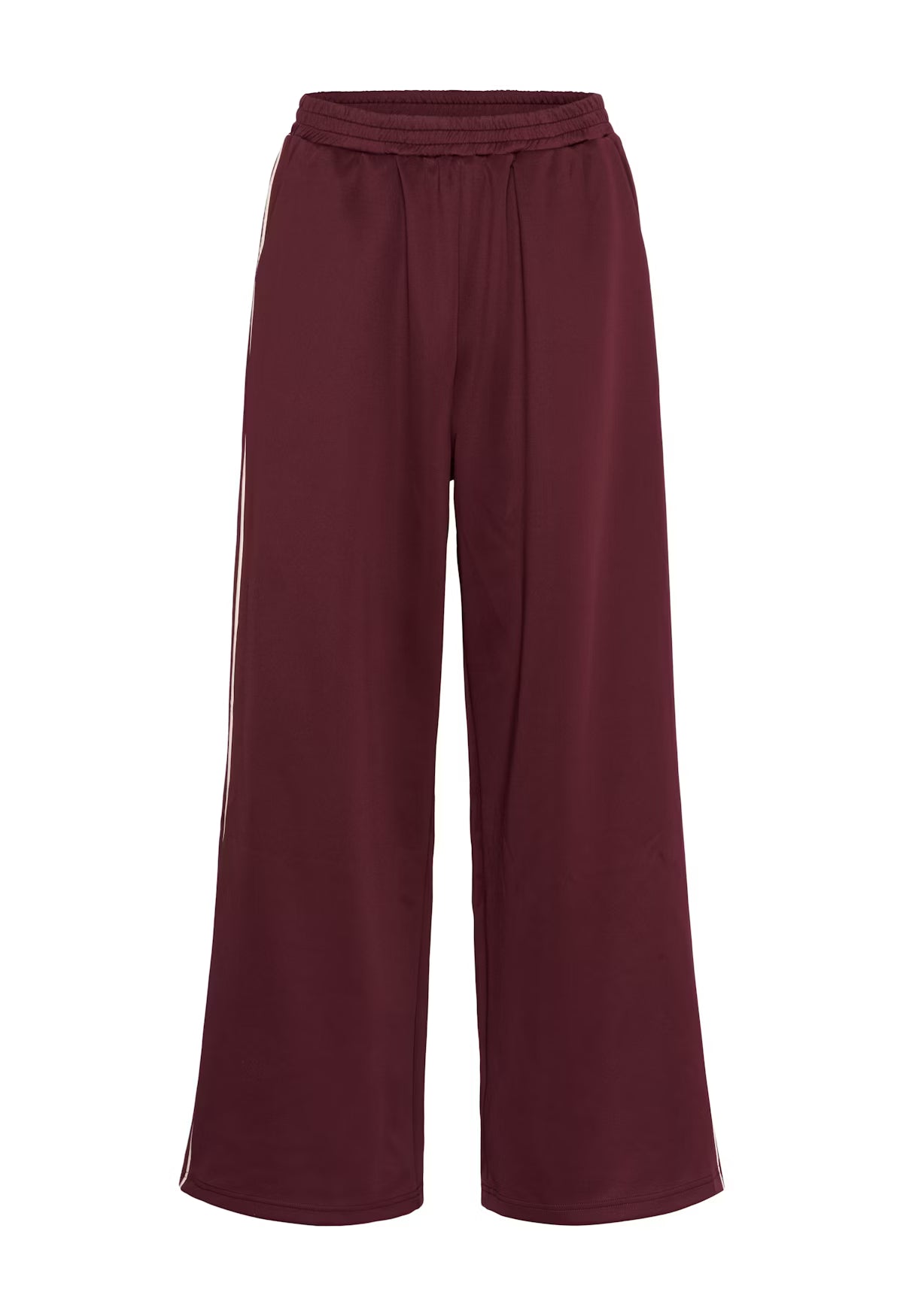 Maroon wide-leg pants on a white background