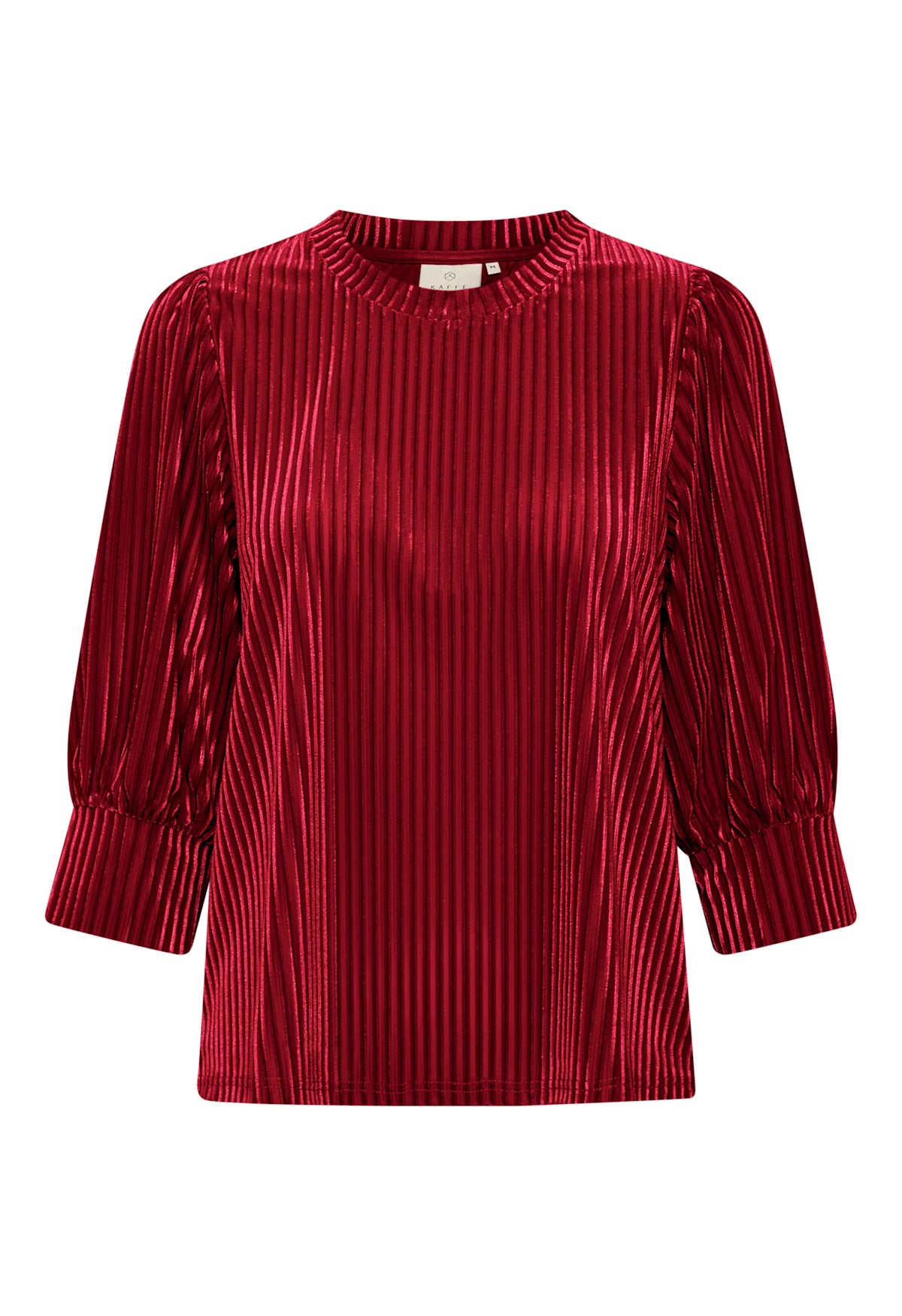 Red pleated blouse on a white background